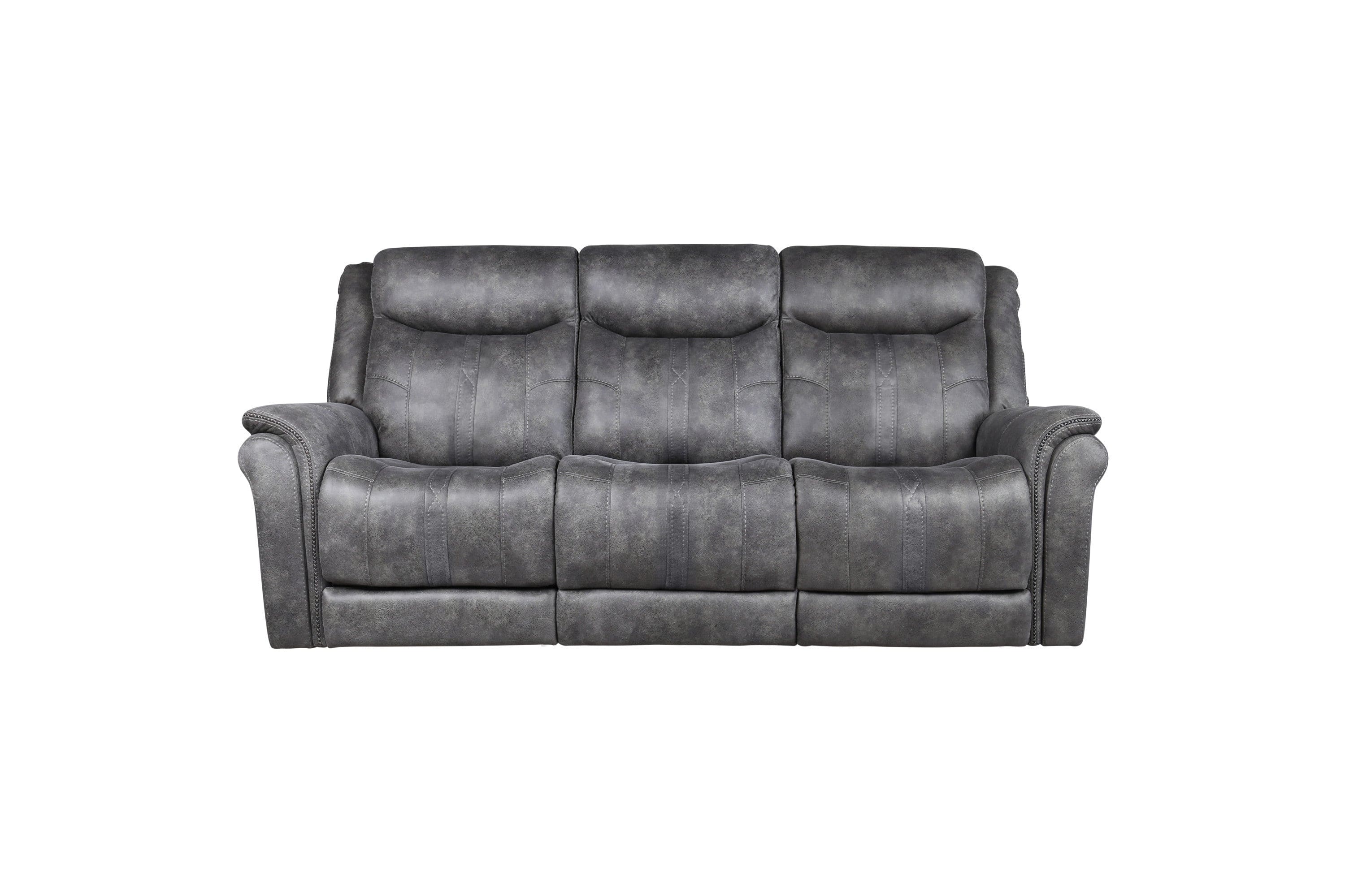 Transitional Power Reclining Sofa - Neutral Faux-Suede, Power Footrest, Power Headrest - Built to Last, USB Charging