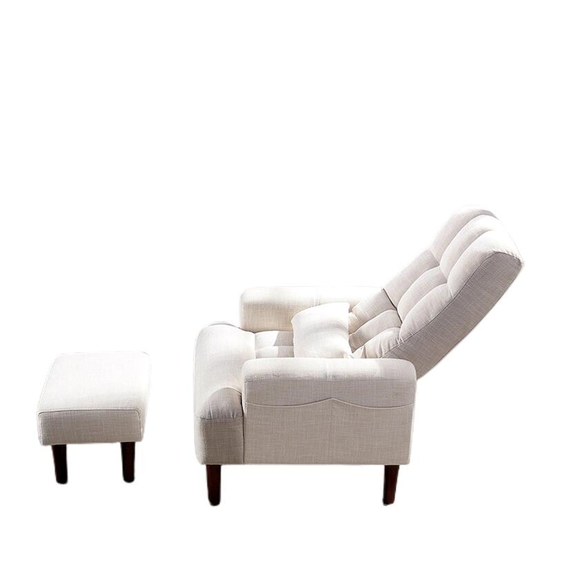 Redde Boo Brand New Modern Design Living Room Cream White Recliner Soft Cozy Sofa Chair With Ottoman