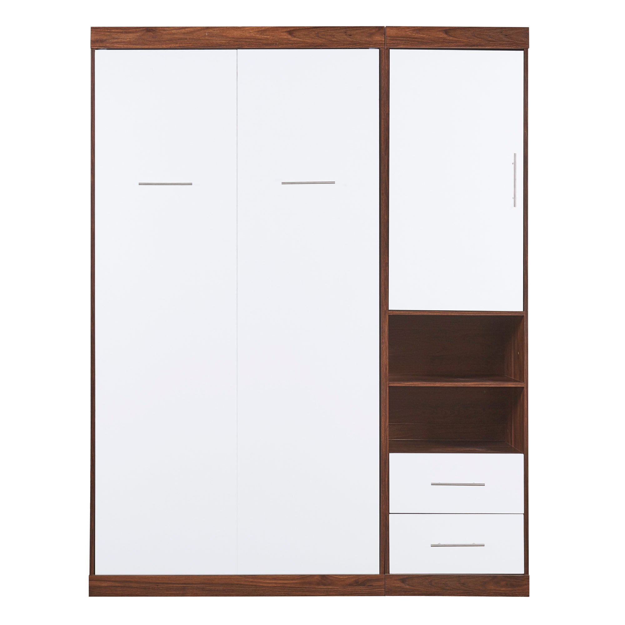 Twin Size Murphy Bed Wall Bed with Cabinet,White