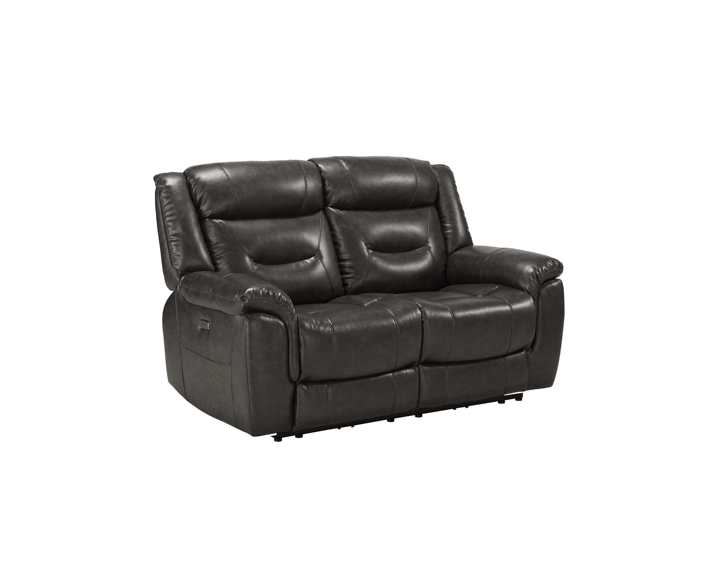 ACME Imogen Loveseat (Power Motion), Gray Leather-Aire 54806