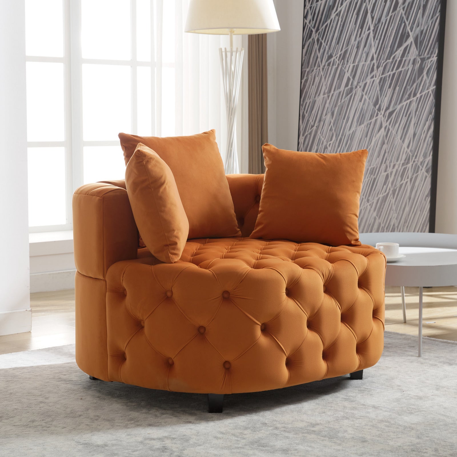 A&A Furniture,Width 40.6 inches  Accent Chair / Classical Barrel Chair for living room / Modern Leisure Sofa Chair (Orange)