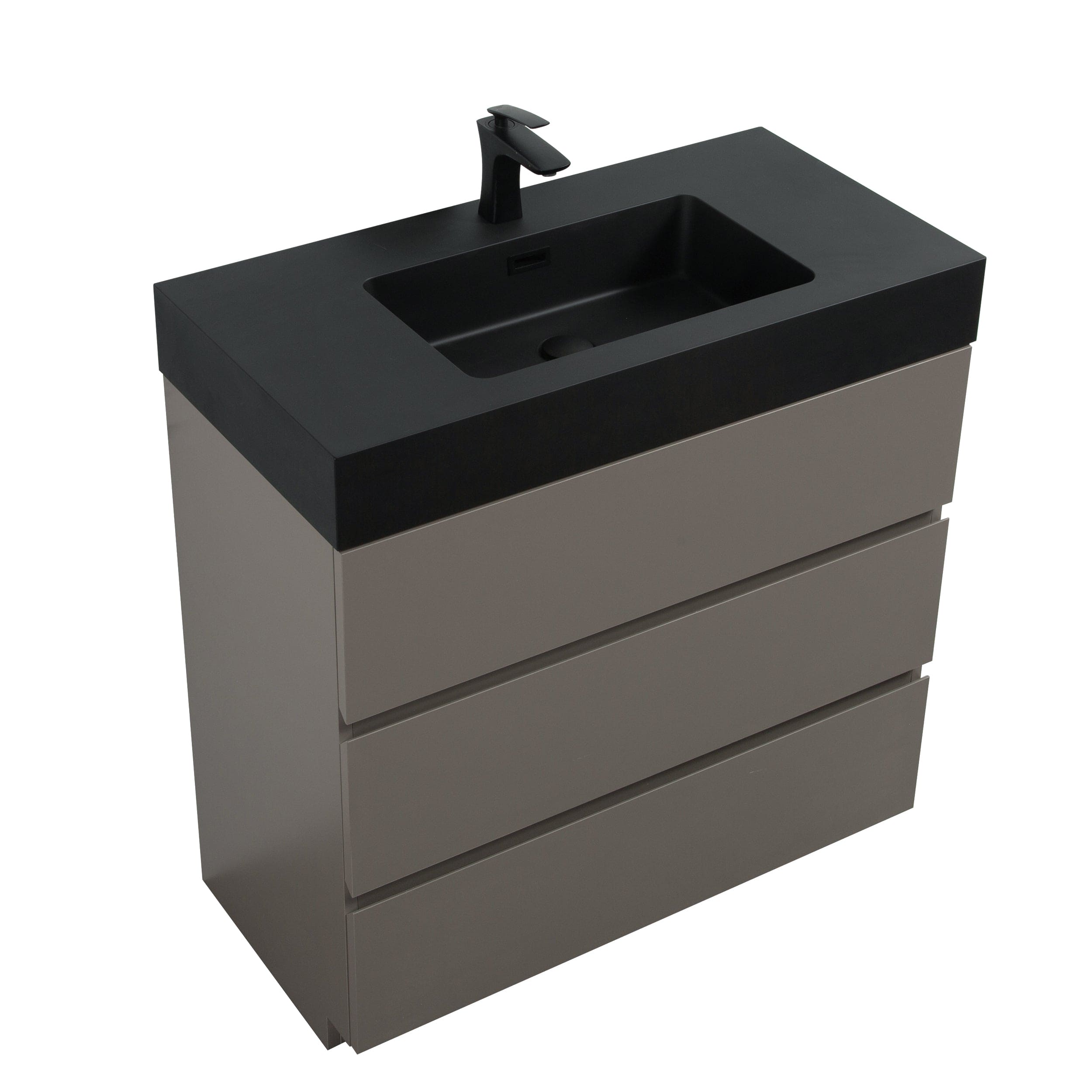 Alice 36" Gray Bathroom Vanity with Sink, Large Storage Freestanding Bathroom Vanity for Modern Bathroom, One-Piece Black Sink Basin without Drain and Faucet