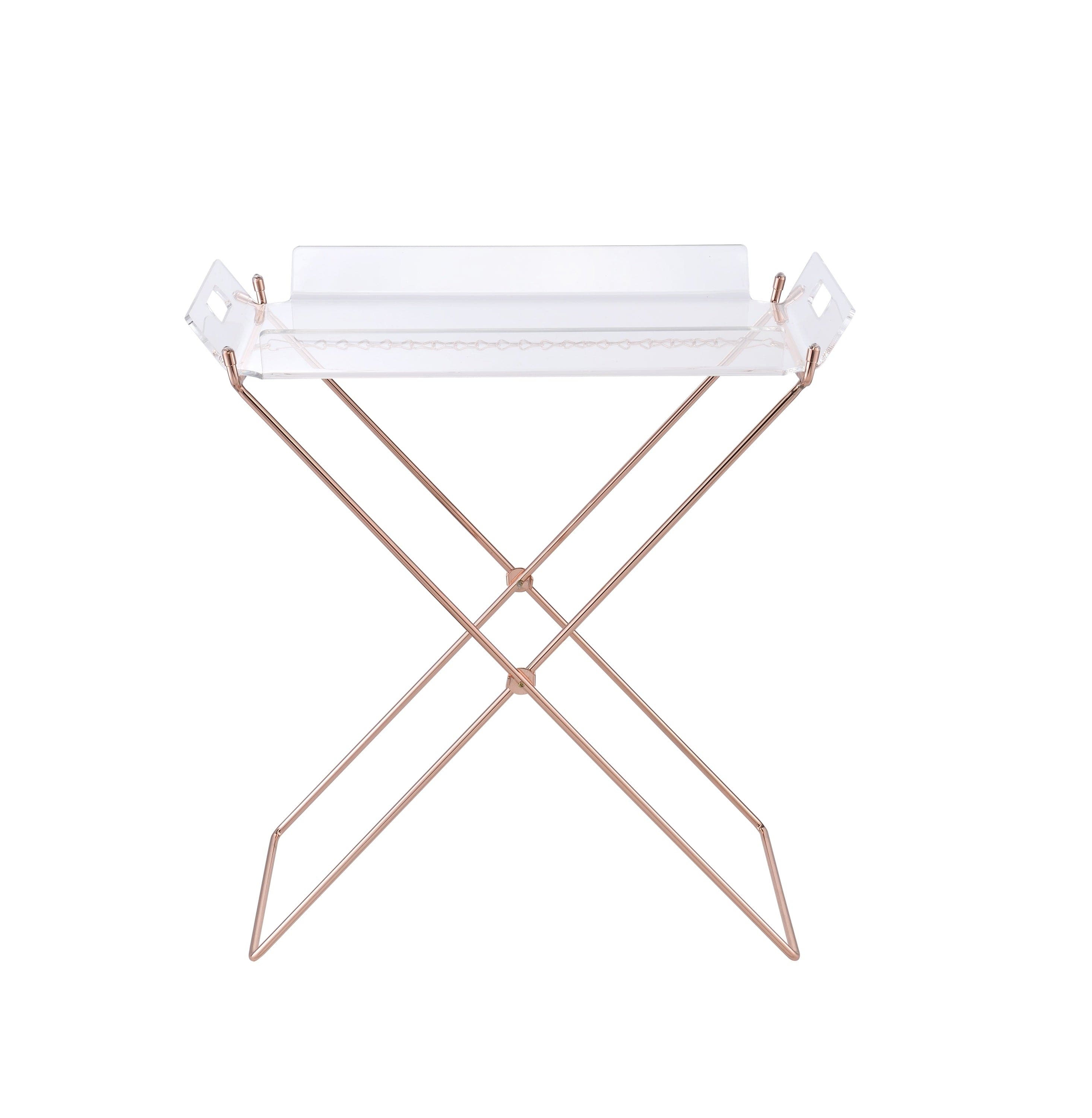 ACME Cercie Tray Table in Clear Acrylic & Copper 98189