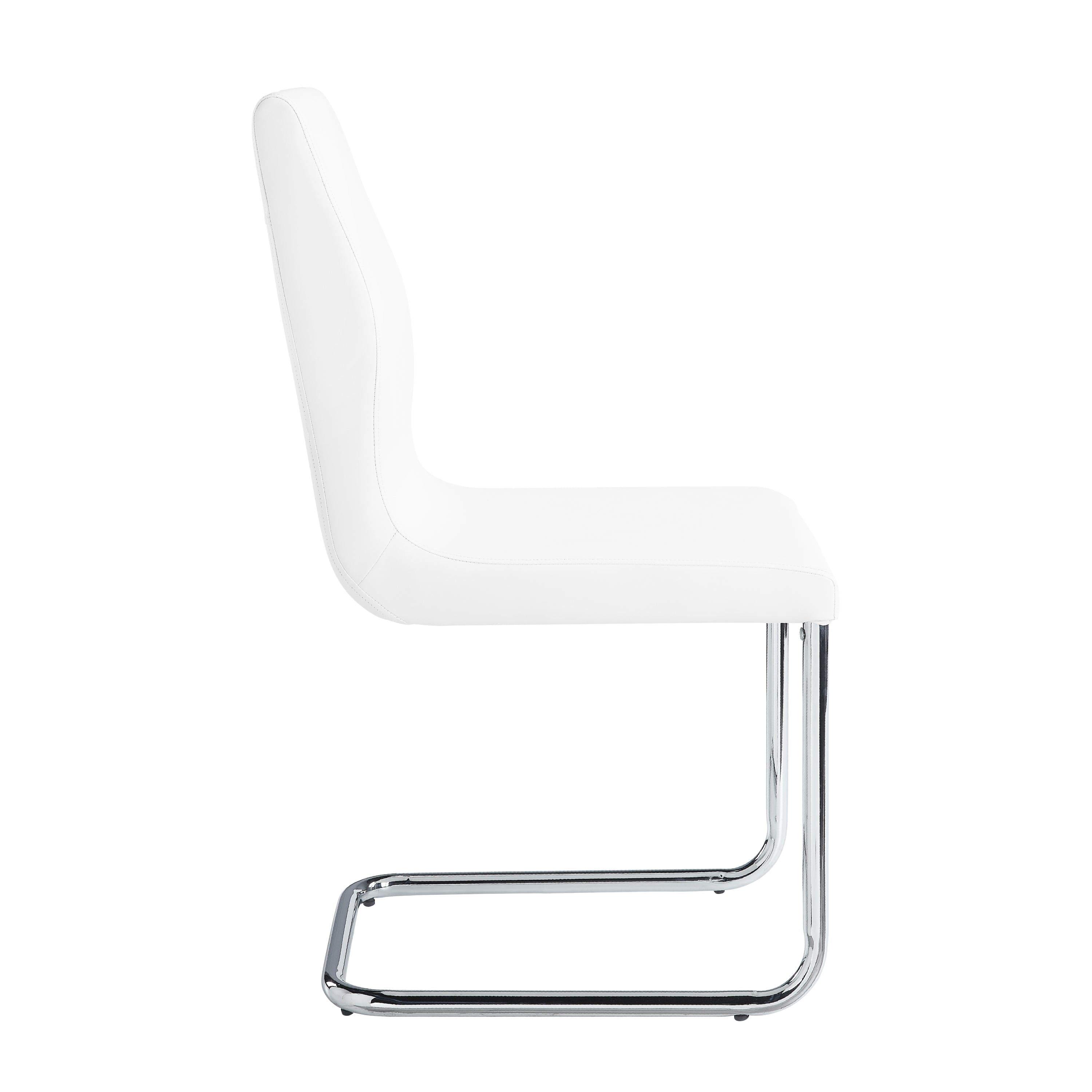 ACME Palton Side Chair (Set-2), White PU & Chrome Finish DN00733