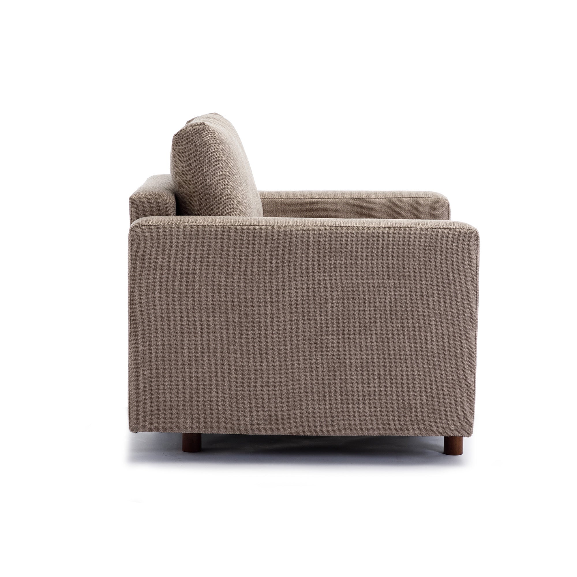 Single Seat Module Sofa Sectional Couch,Cushion Covers Non-removable and Non-Washable,Linen fabric and comfy cushion wood legs,Brown