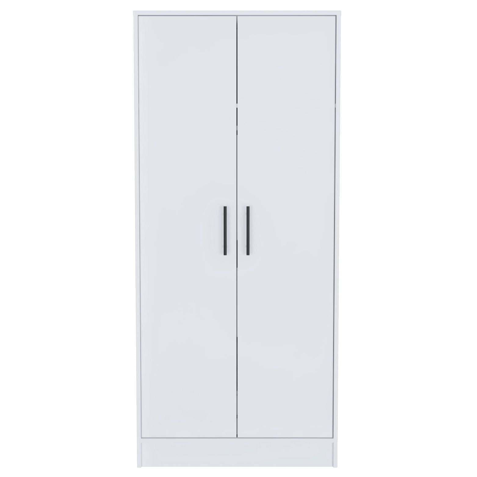 Ambery 180 Armoire, Two Shelves, Double Door, Metal Rod, One Drawer -White