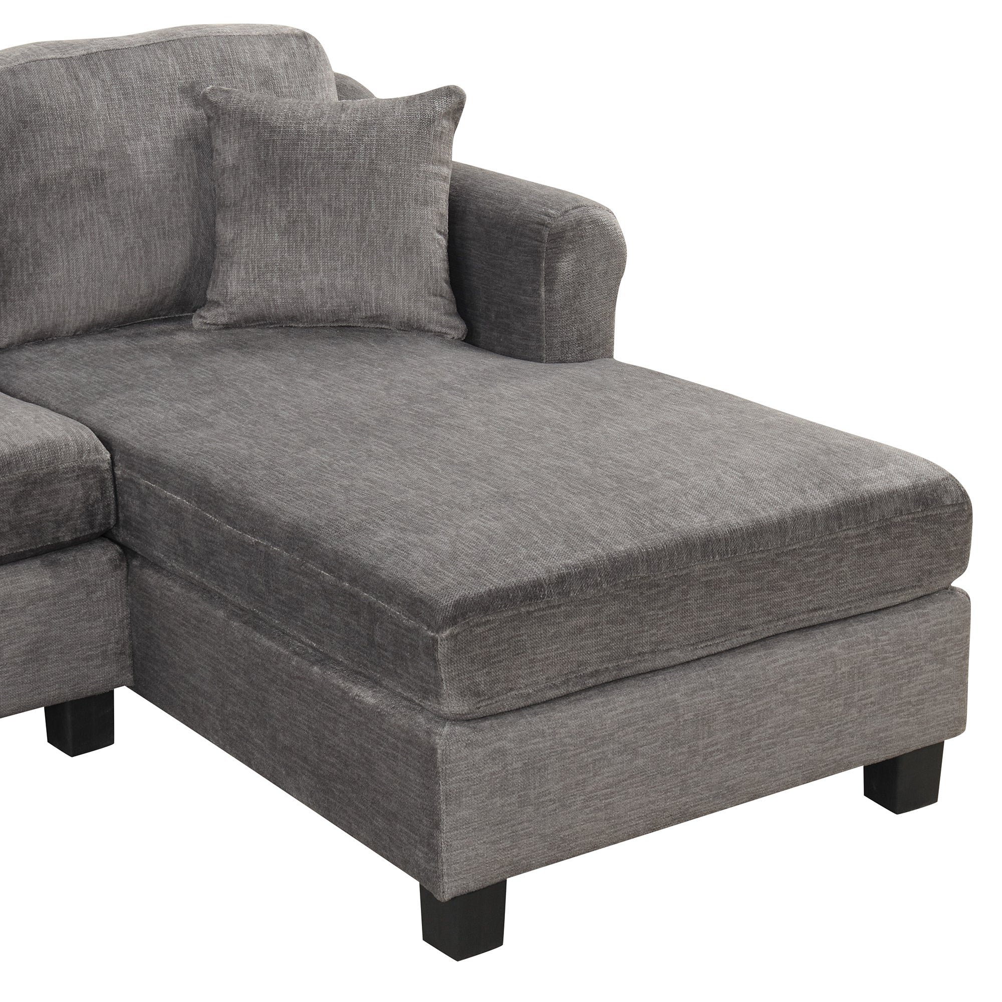 122.1" *91.3"  4pcs Sectional Sofa with Ottoman with Right Side Chaise velvet fabric Dark Gray