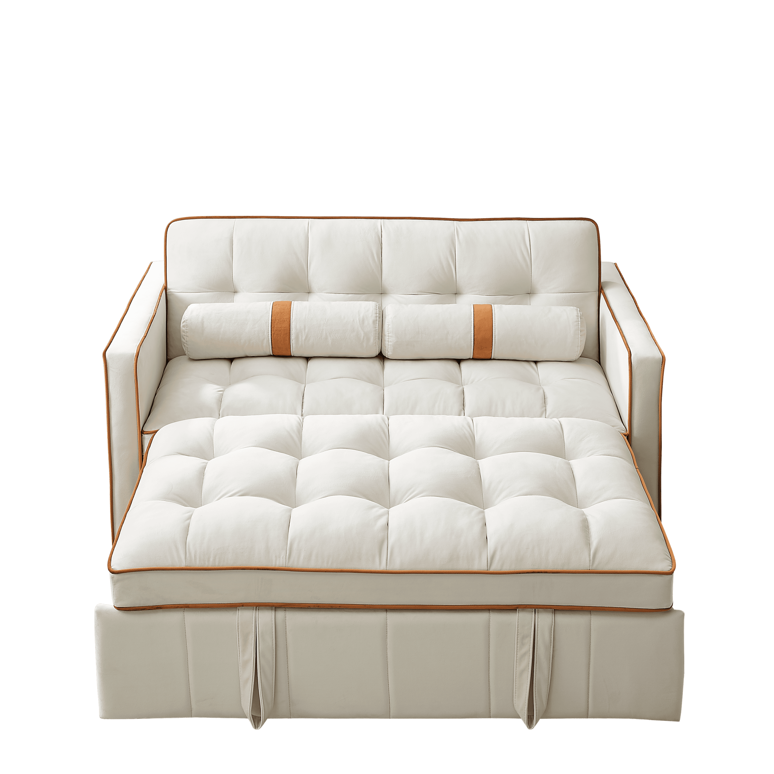 Modern 55.5" Pull Out Sleep Sofa Bed 2 Seater Loveseats Sofa Couch with side pockets, Adjsutable Backrest and Lumbar Pillows for Apartment Office Living Room