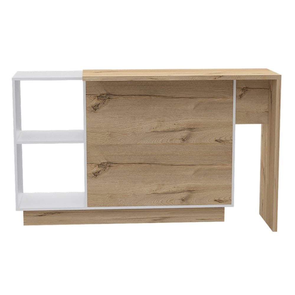 Dorchester 6-Shelf 6-Door 2-piece Kitchen Set, Kitchen Island and Pantry Cabinet White and Light Oak