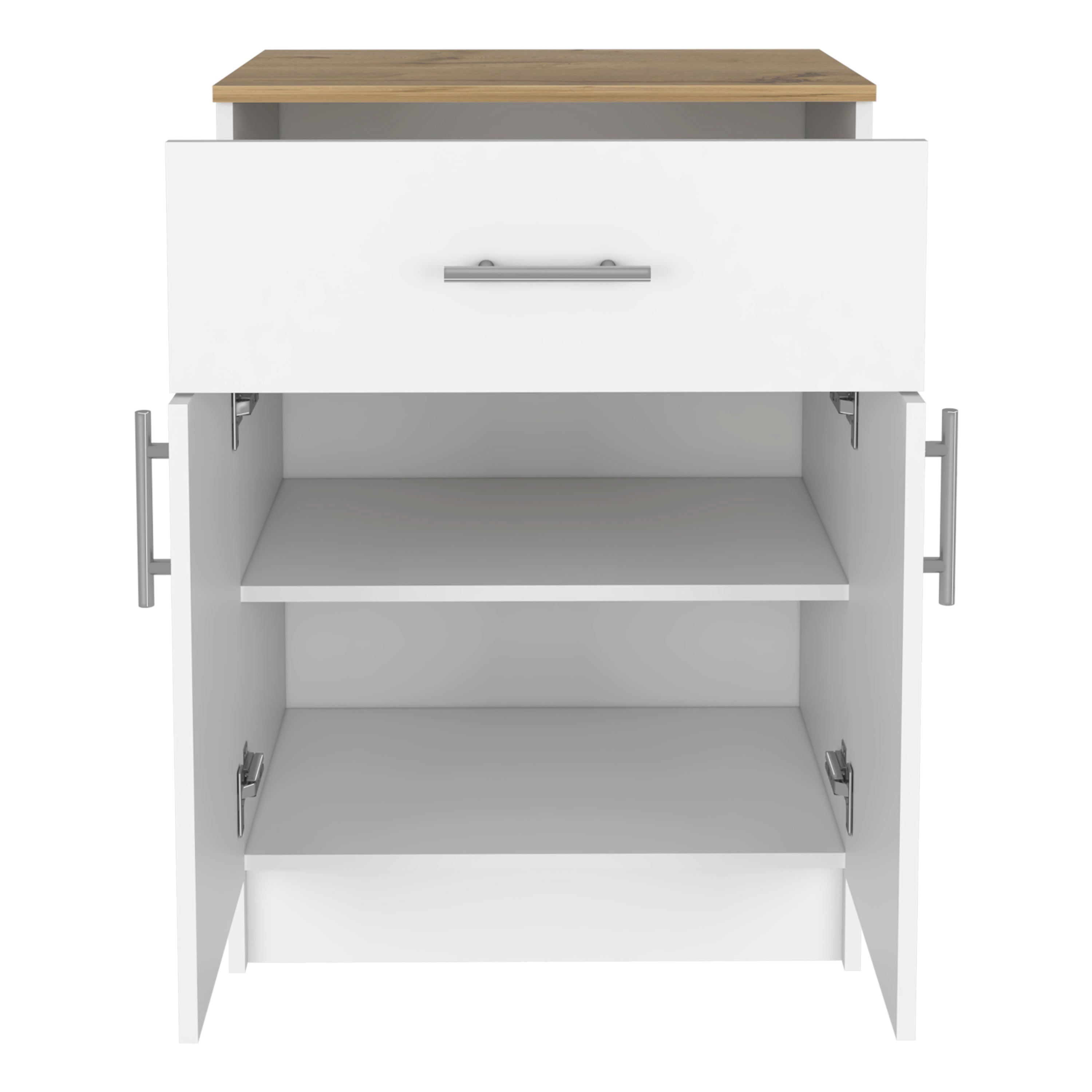 Pantry Cabinet Netal, One Drawer, White / Light Oak Finish