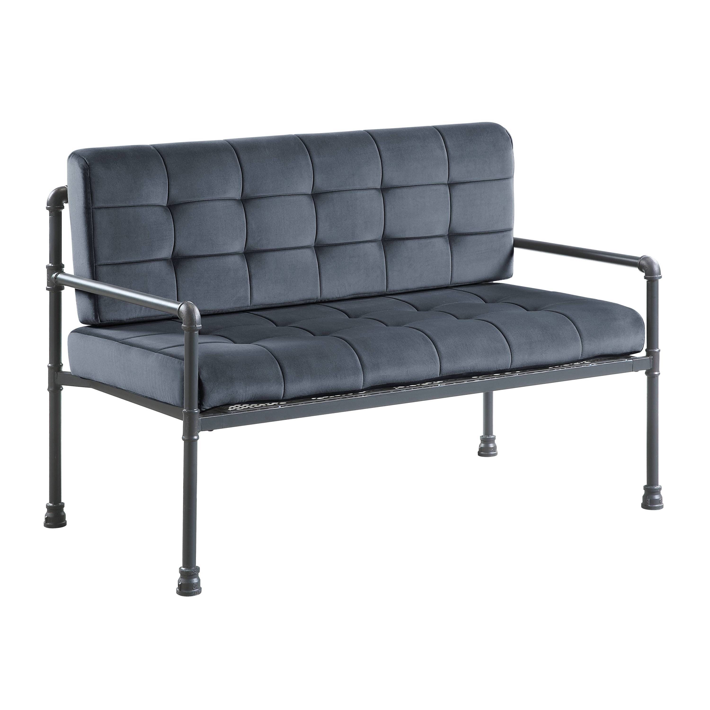 ACME Brantley Loveseat in Gray Velvet & Sandy Gray Finish LV00426