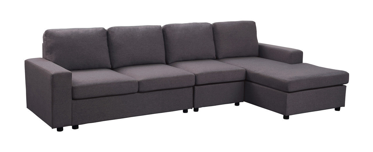 Dunlin Sofa with Reversible Chaise in Dark Gray Linen