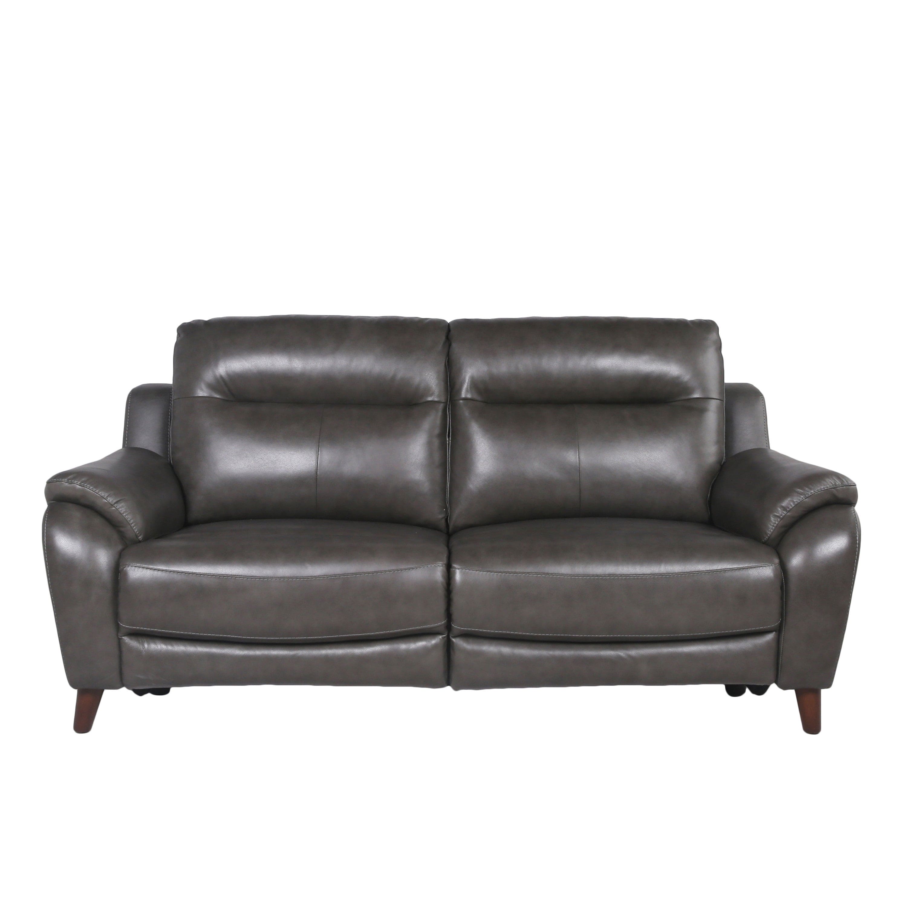 Luxurious Top Grain Leather Reclining Sofa - Power Footrest, Power Headrest - High Leg Design, Stylish and Comfortable