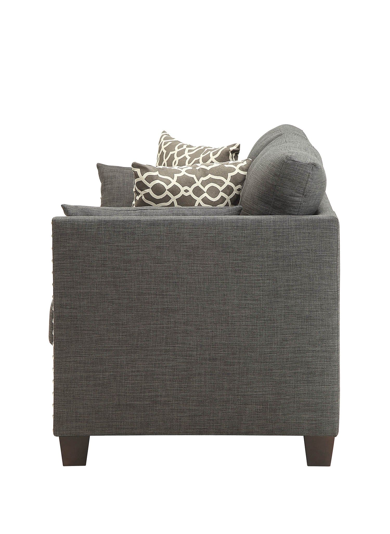 ACME Laurissa Loveseat w/4 Pillows in Light Charcoal Linen 52406