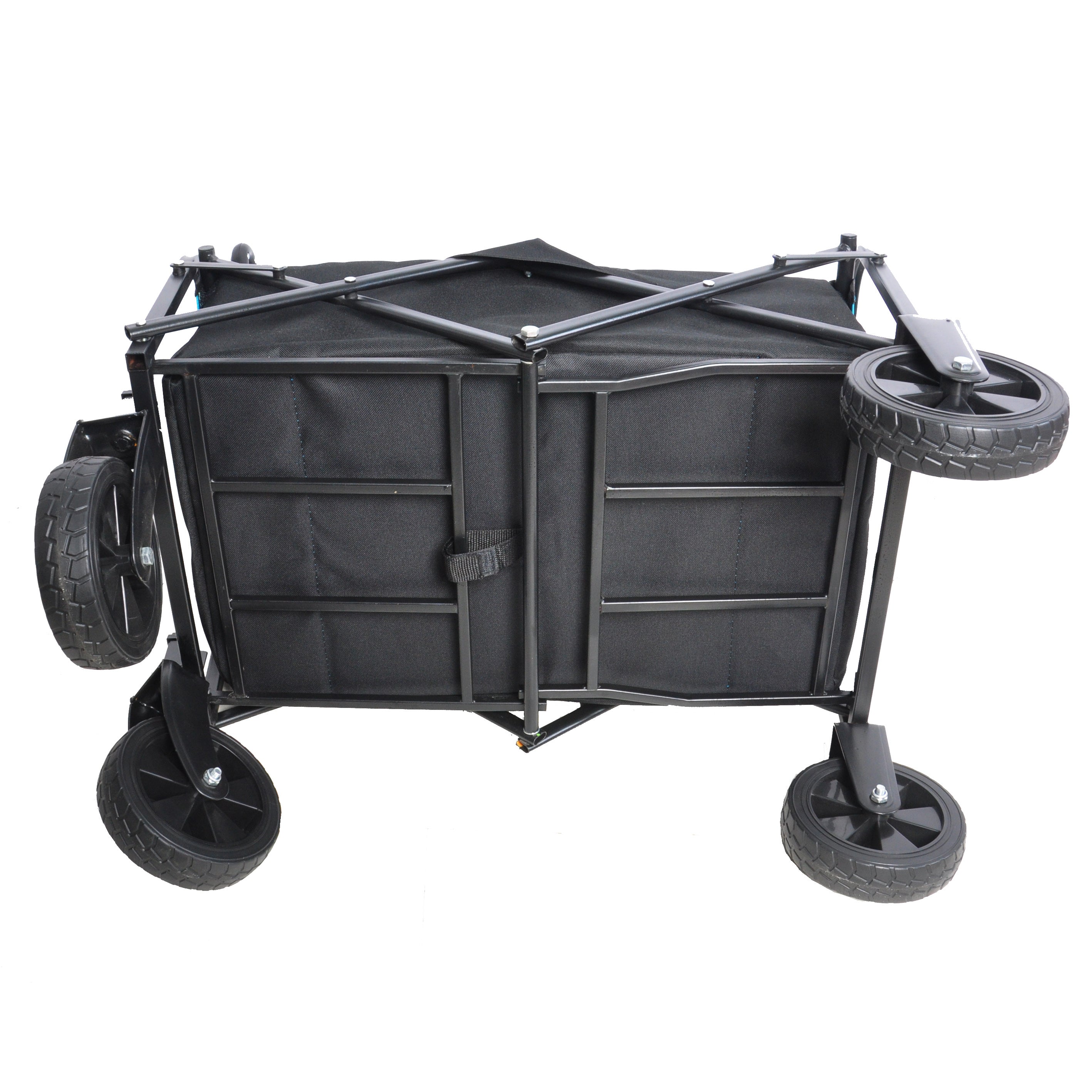 Folding Wagon Garden Shopping Beach Cart (black+blue)