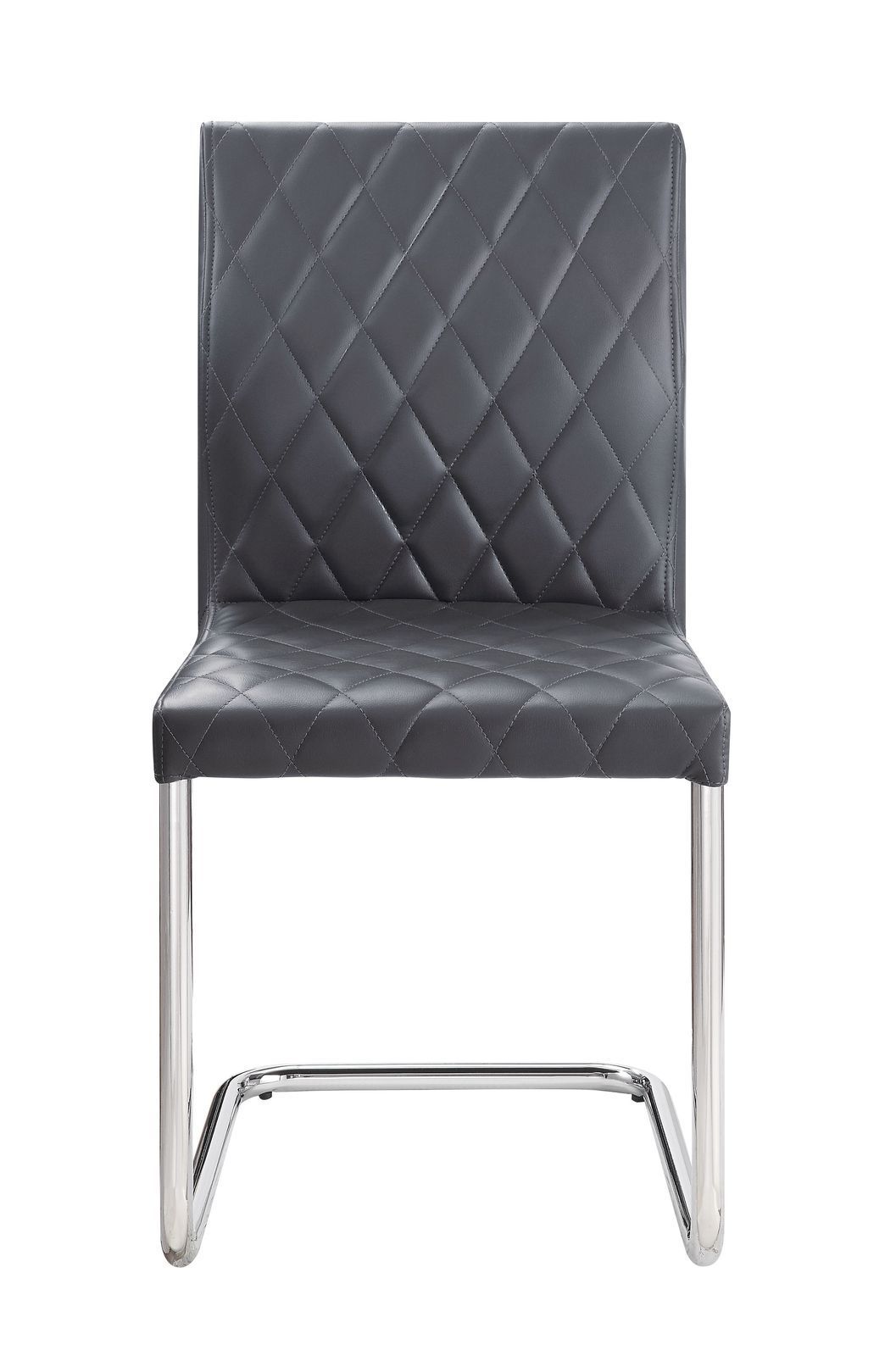 ACME Ansonia Side Chair (Set-2), Gray PU & Chrome 77832