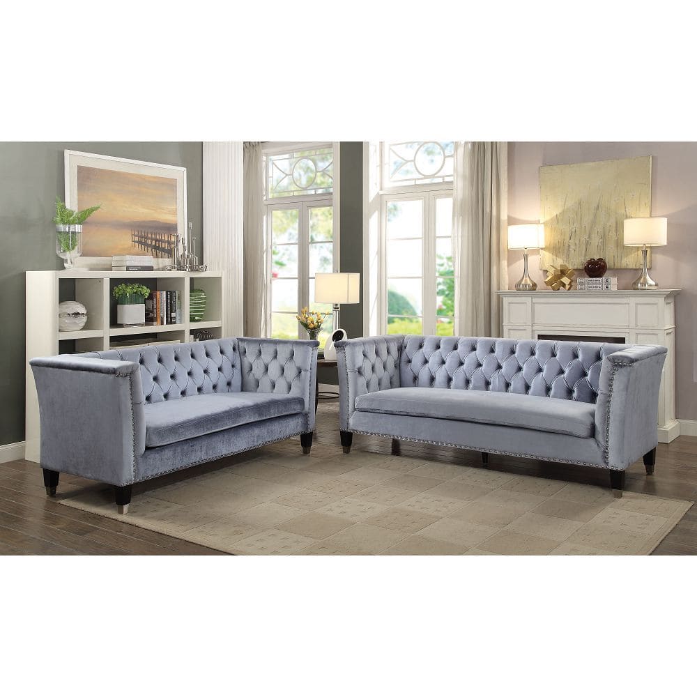 ACME Honor Loveseat in Blue-Gray Velvet 52786