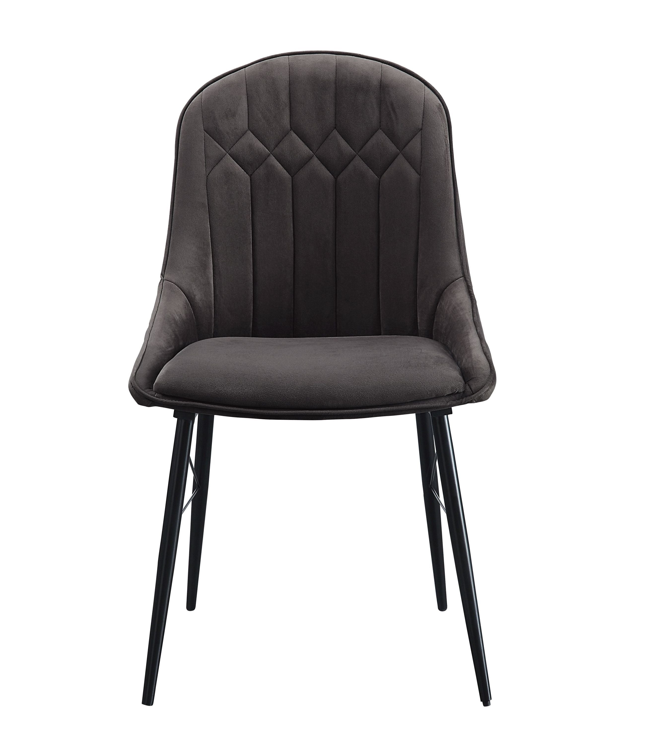 ACME Abraham Side Chair, Gray Fabric & Black Finish 74016