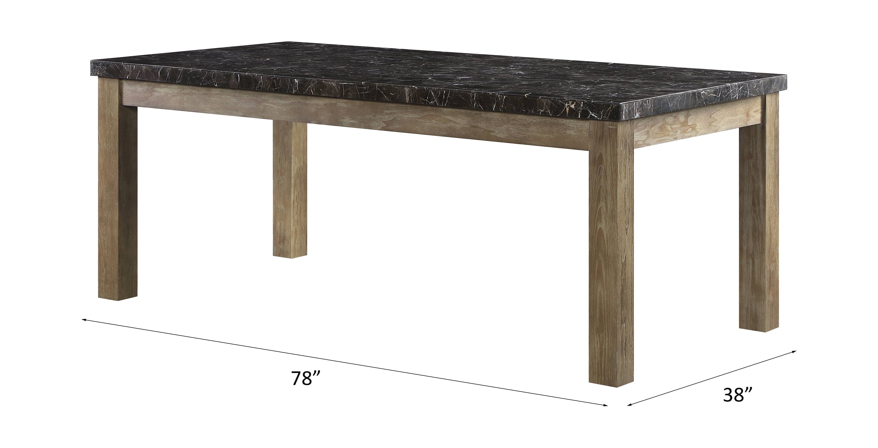 ACME Charnell Dining Table  in Marble & Oak Finish DN00553