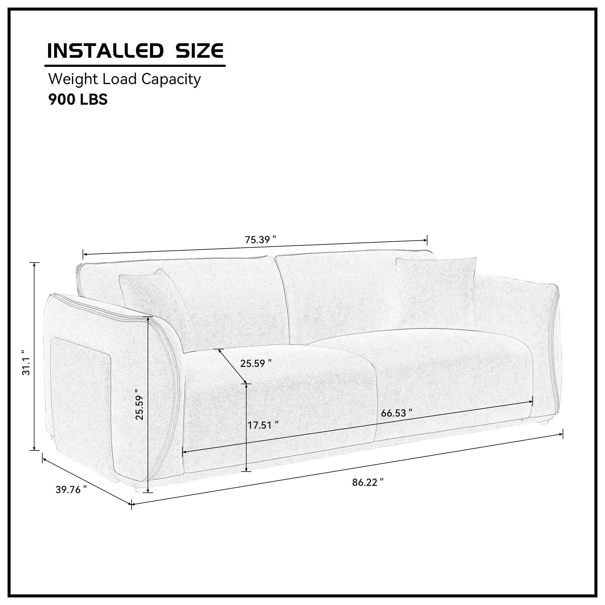 Beige Couch Upholstered Sofa, Modern Sofa for Living Room, Couch for Small Spaces.