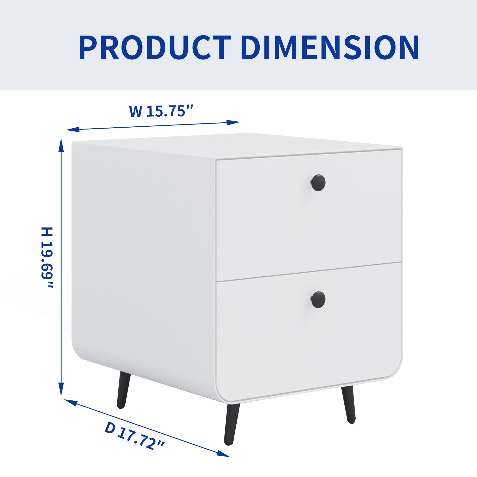 Modern Night Stand Storage Cabinet for Living Room Bedroom, Steel Cabinet with 2 Drawers,Bedside Furniture, circular handle