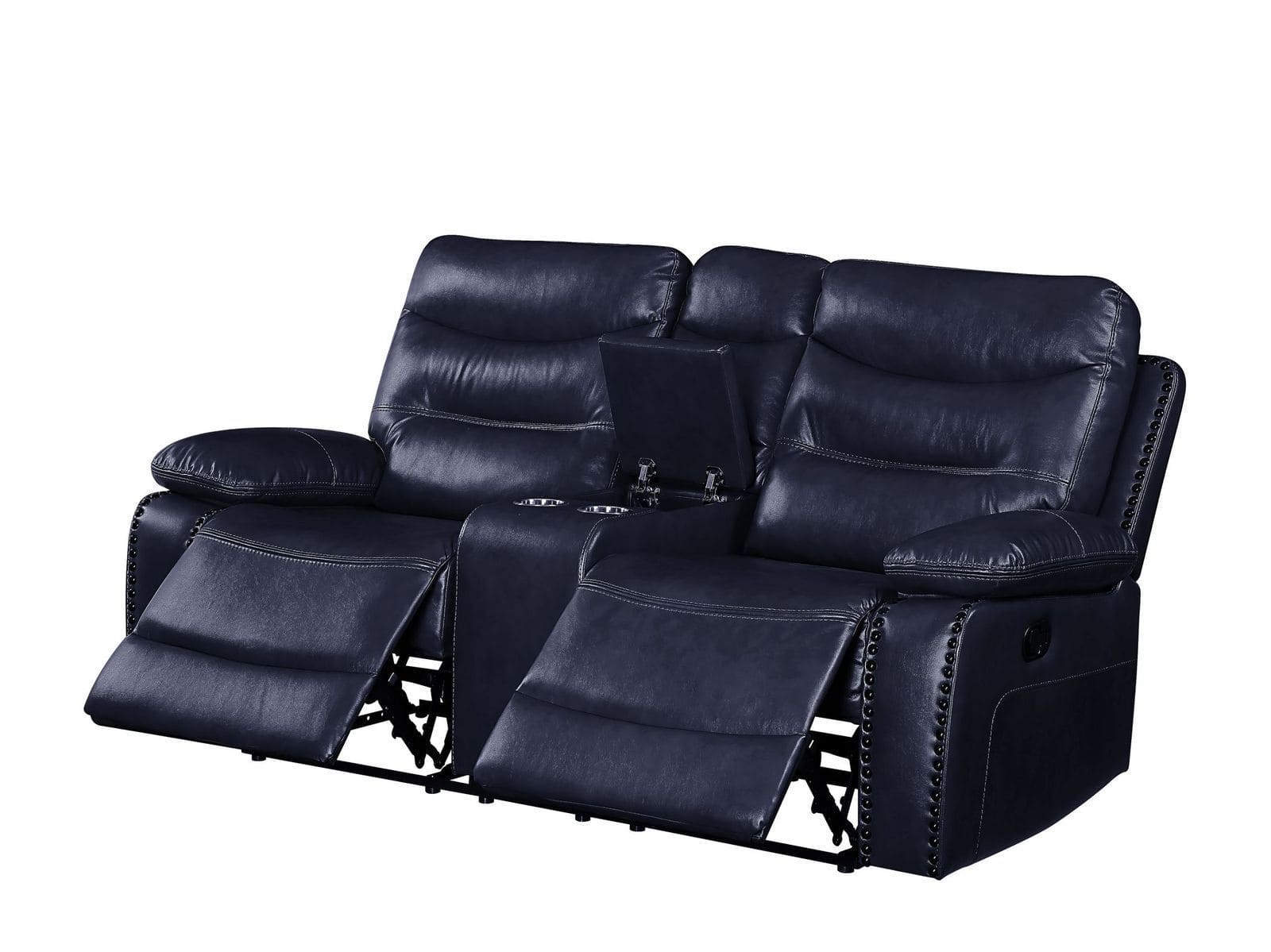 ACME Aashi Loveseat w/Console (Motion), Navy Leather-Gel Match 55371