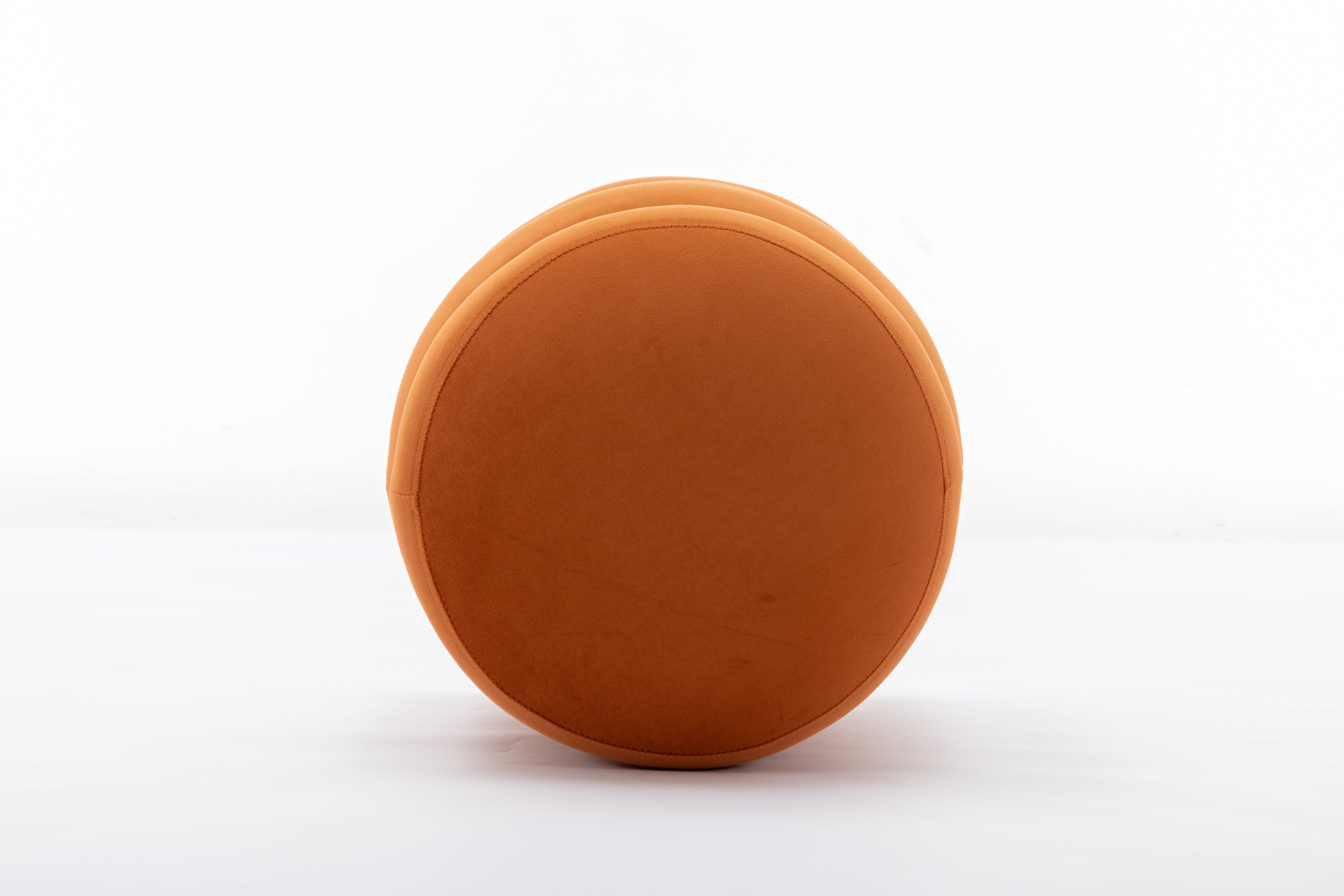 006-Soft Velvet  Round Ottoman Footrest Stool,Orange