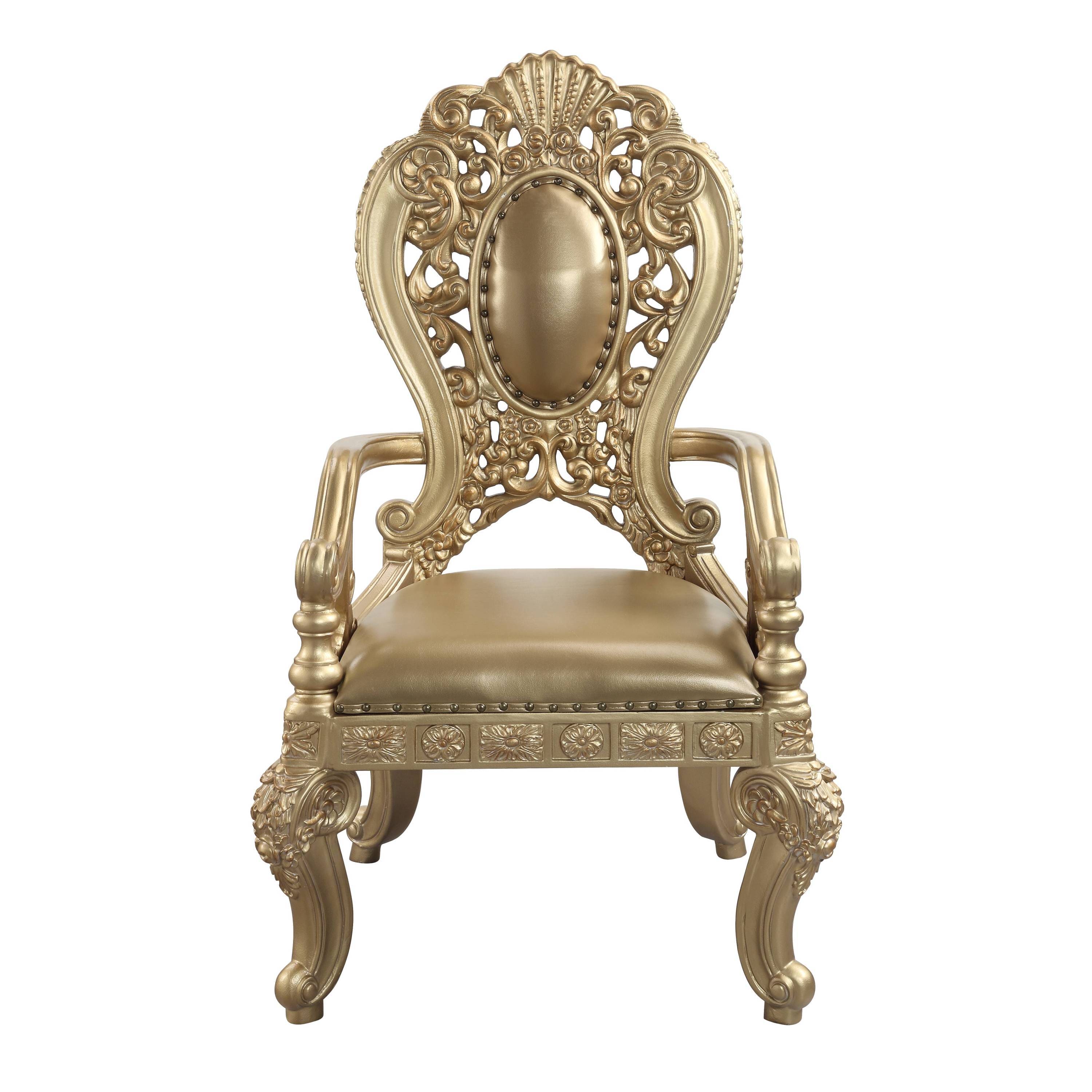 ACME Seville Arm Chair (1Pc/1Ctn), Tan PU & Gold Finish DN00459