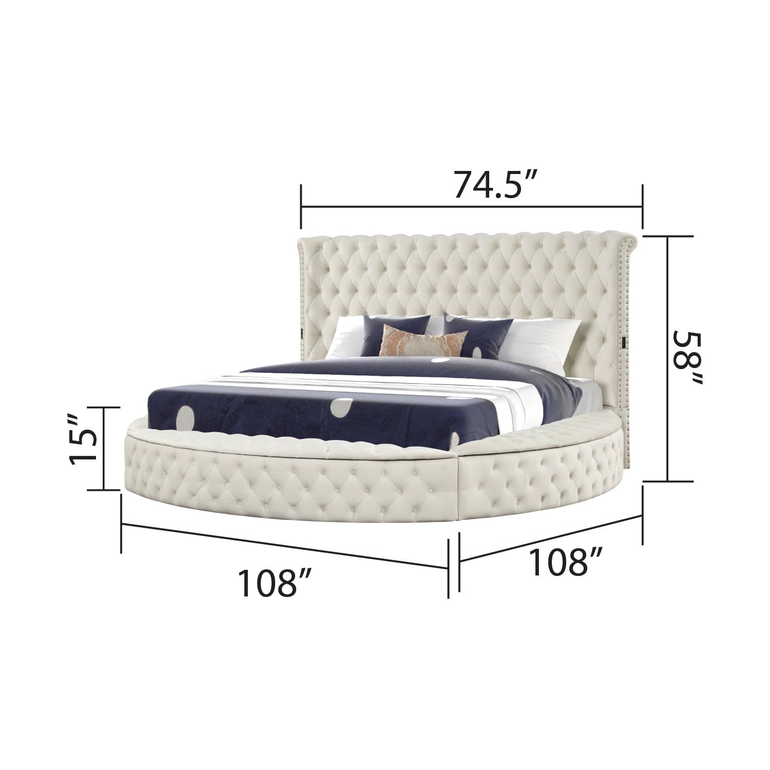 Hazel Modern Style Queen Bed with USB Charger & Made with Wood in Cream