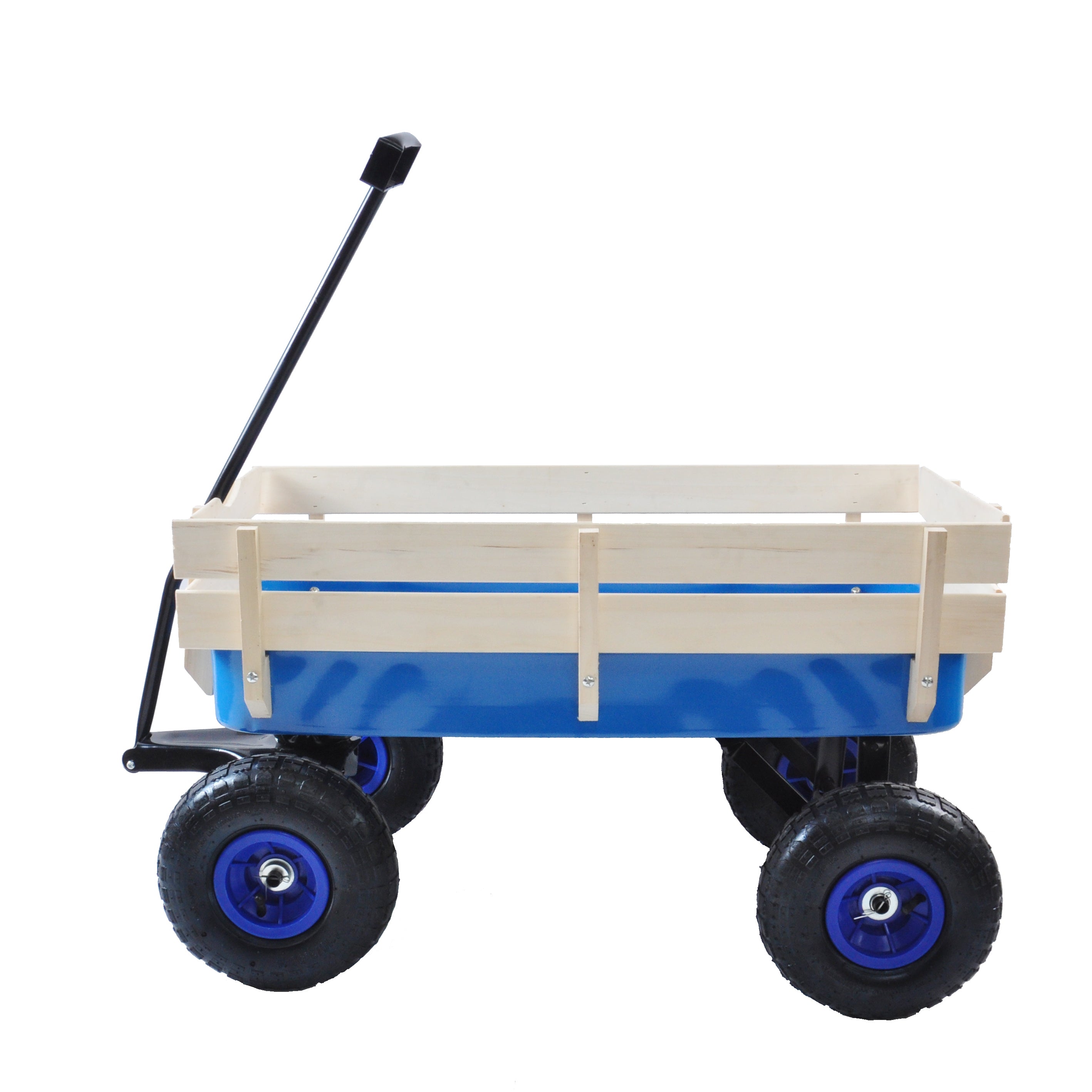 Outdoor Wagon All Terrain Pulling w/Wood Railing Air Tires Children Kid Garden