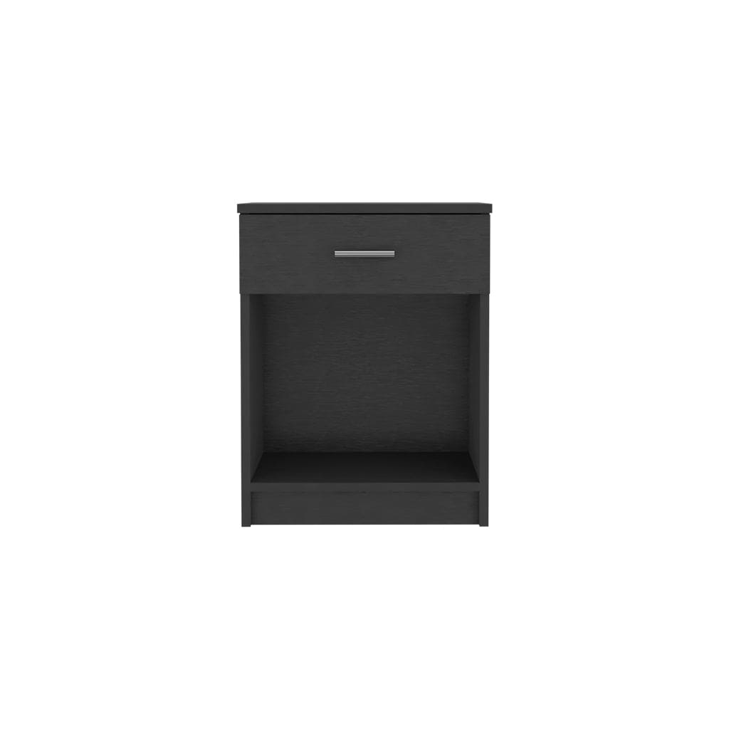 Nightstand Coco, Single Drawer, Lower Shelf, Black Wengue Finish