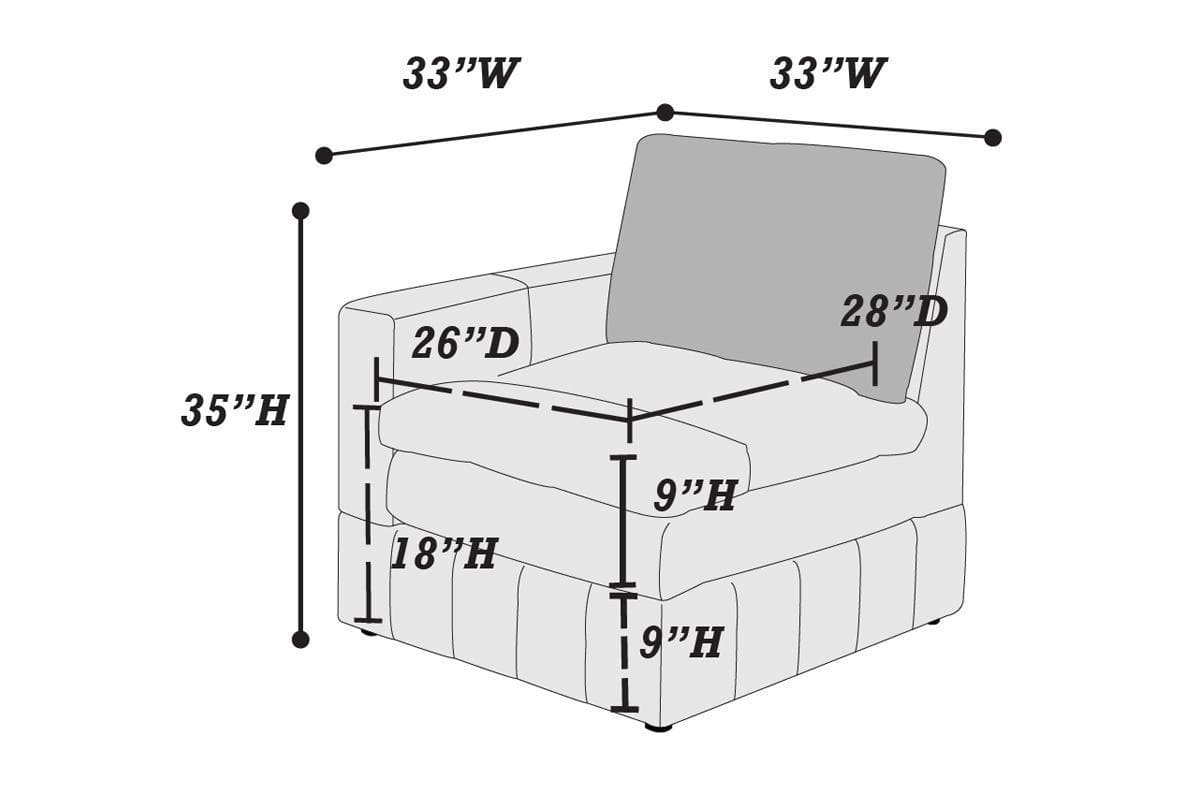 1pc LAF/RAF One Arm Chair Modular Chair Sectional Sofa Living Room Furniture Mink Morgan Fabric- Suede