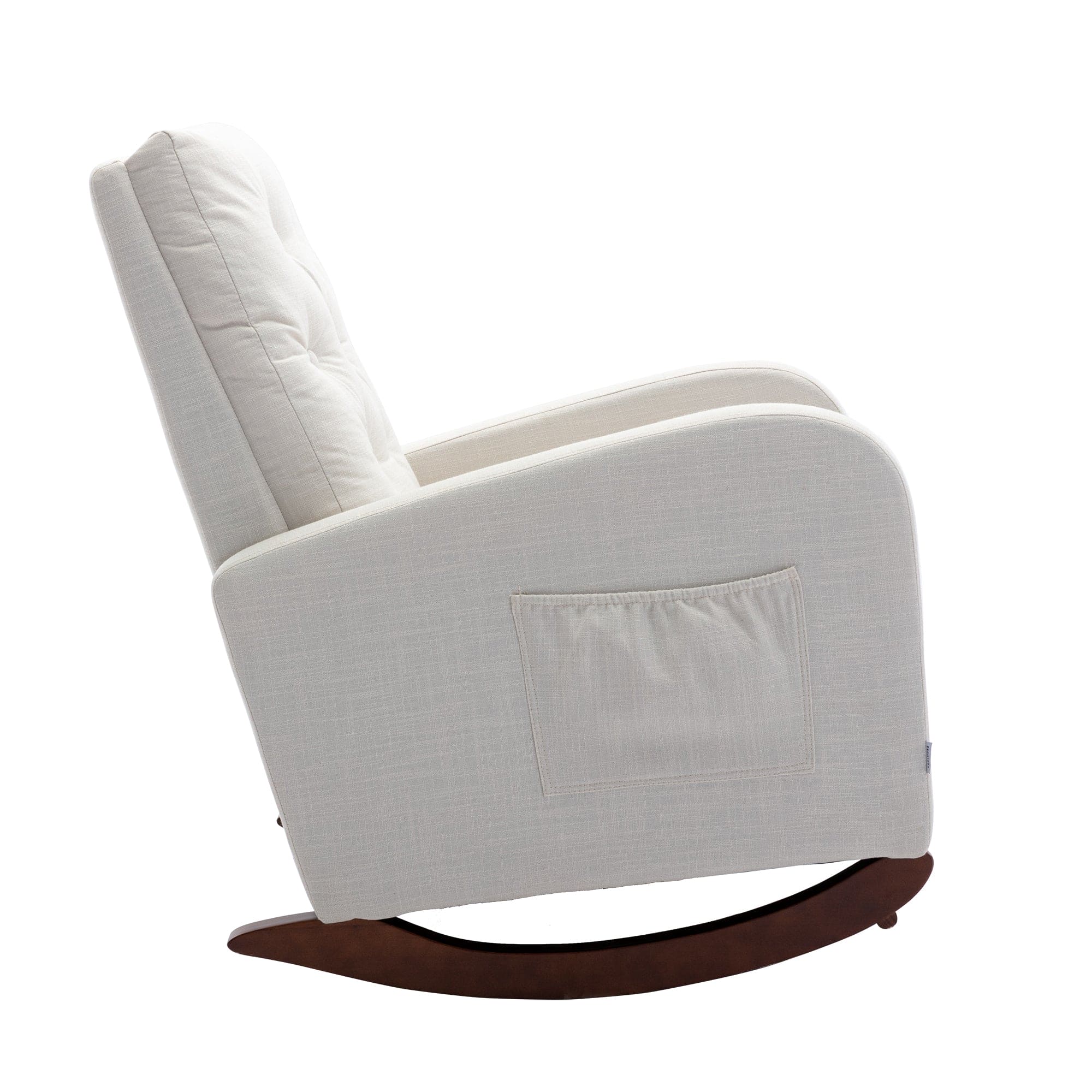 High Back Rocking Chair Nursery Chair .Comfortable Rocker Fabric Padded Seat .Modern High Back Armchair