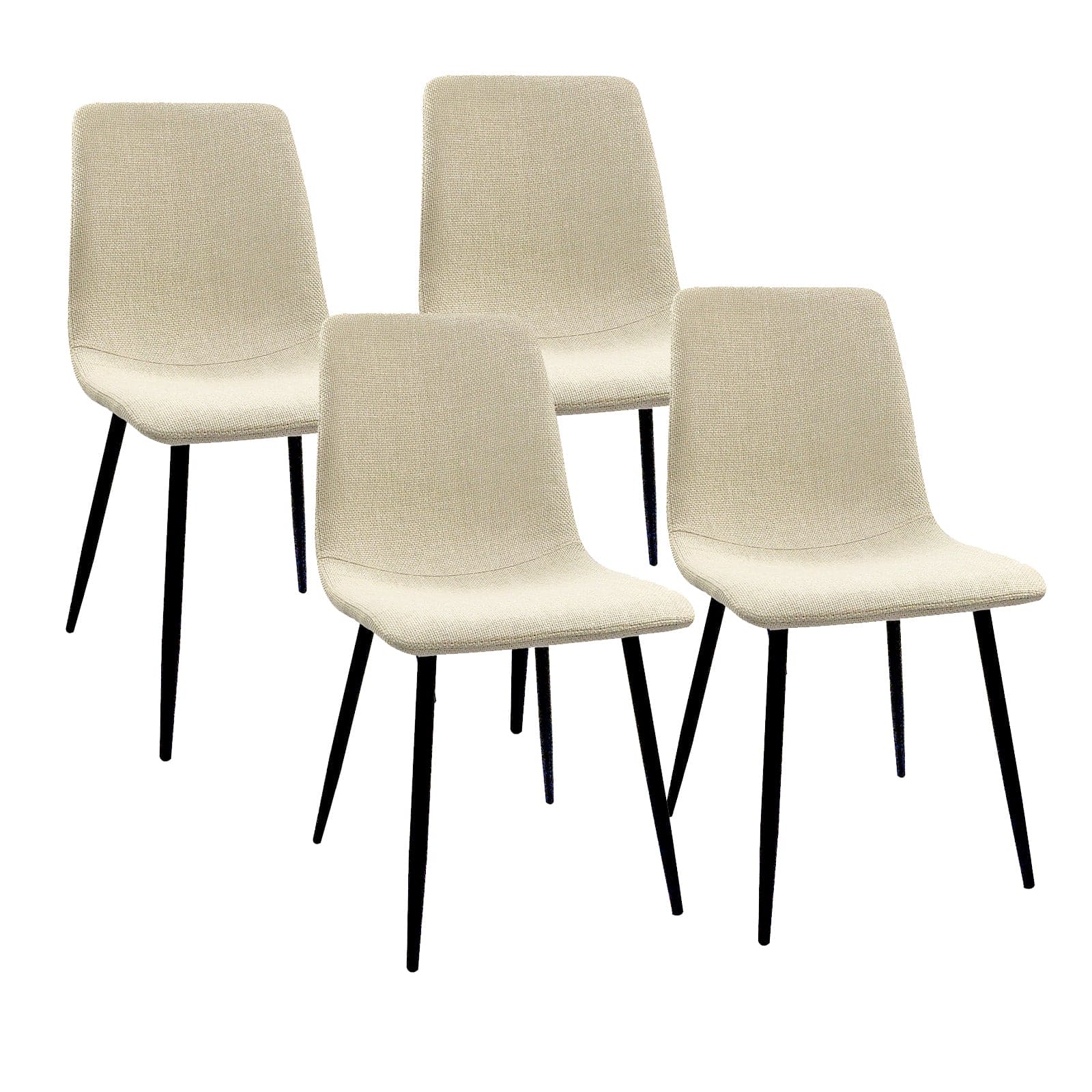 Dining Chairs Set of 4,Modern Kitchen Dining Room Chairs,Upholstered Dining Accent Chairs in linen Cushion Seat and Sturdy Black Metal Legs .Fabric dining chairs (Beige)