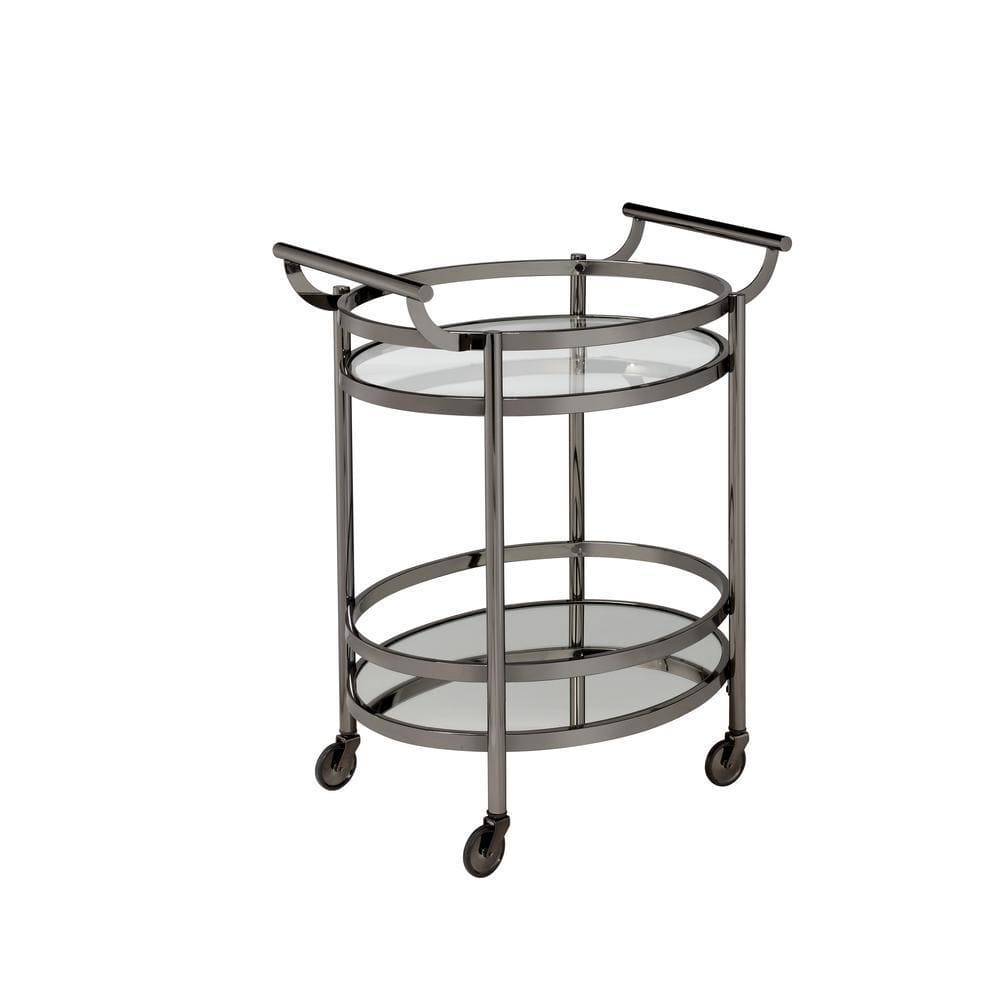 ACME Lakelyn Serving Cart, Black Nickel & Clear Glass 98191