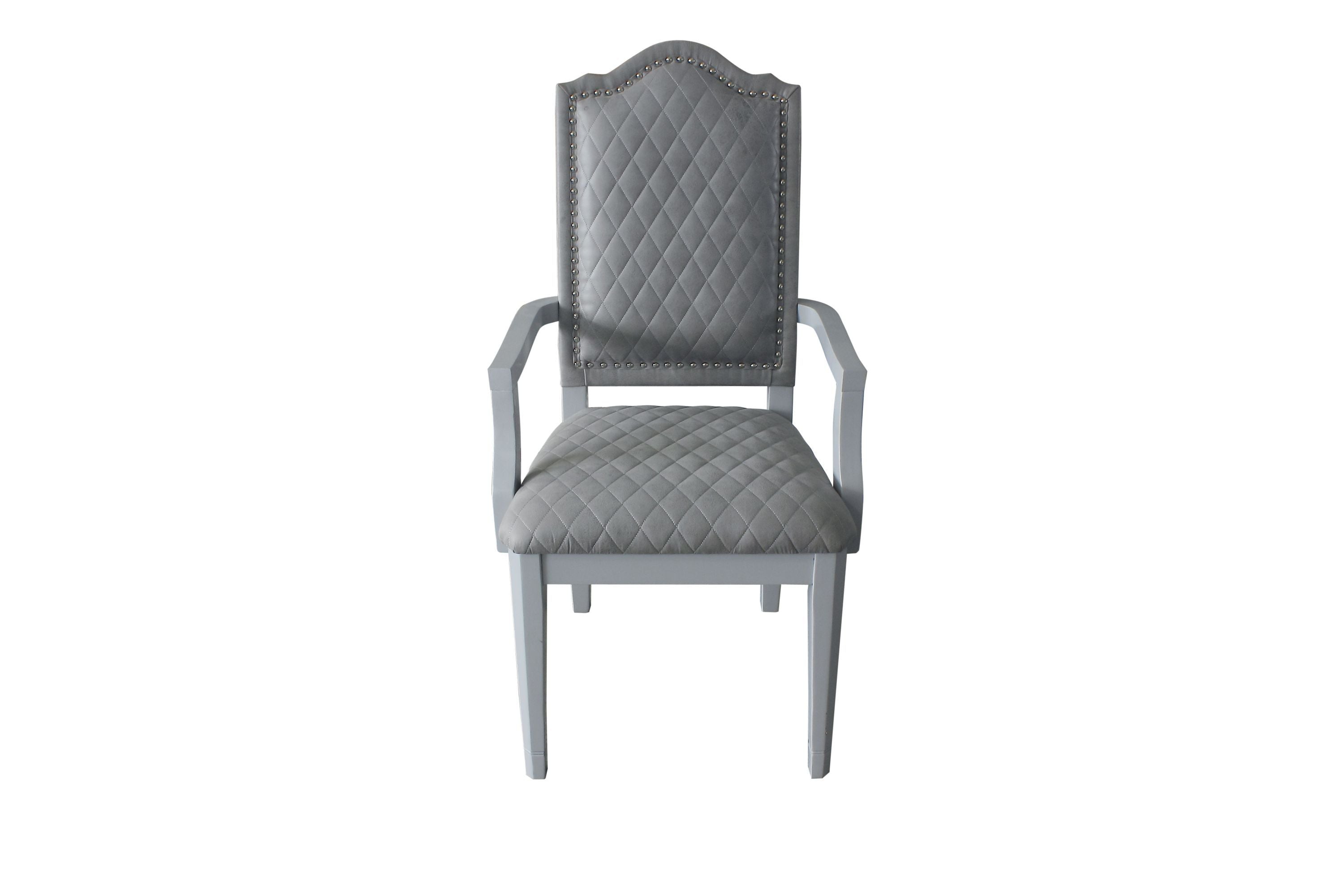 ACME House Marchese Arm Chair, Two Tone Gray Fabric & Pearl Gray Finish 68863