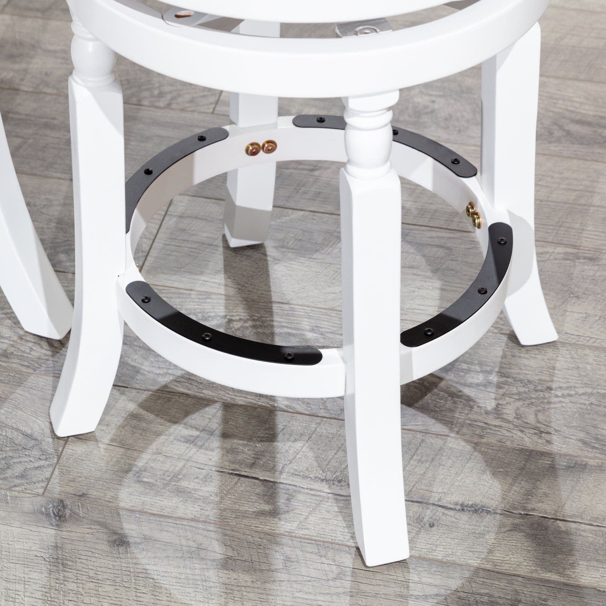 30" Bar Stool, White Finish, Charcoal Fabric Seat