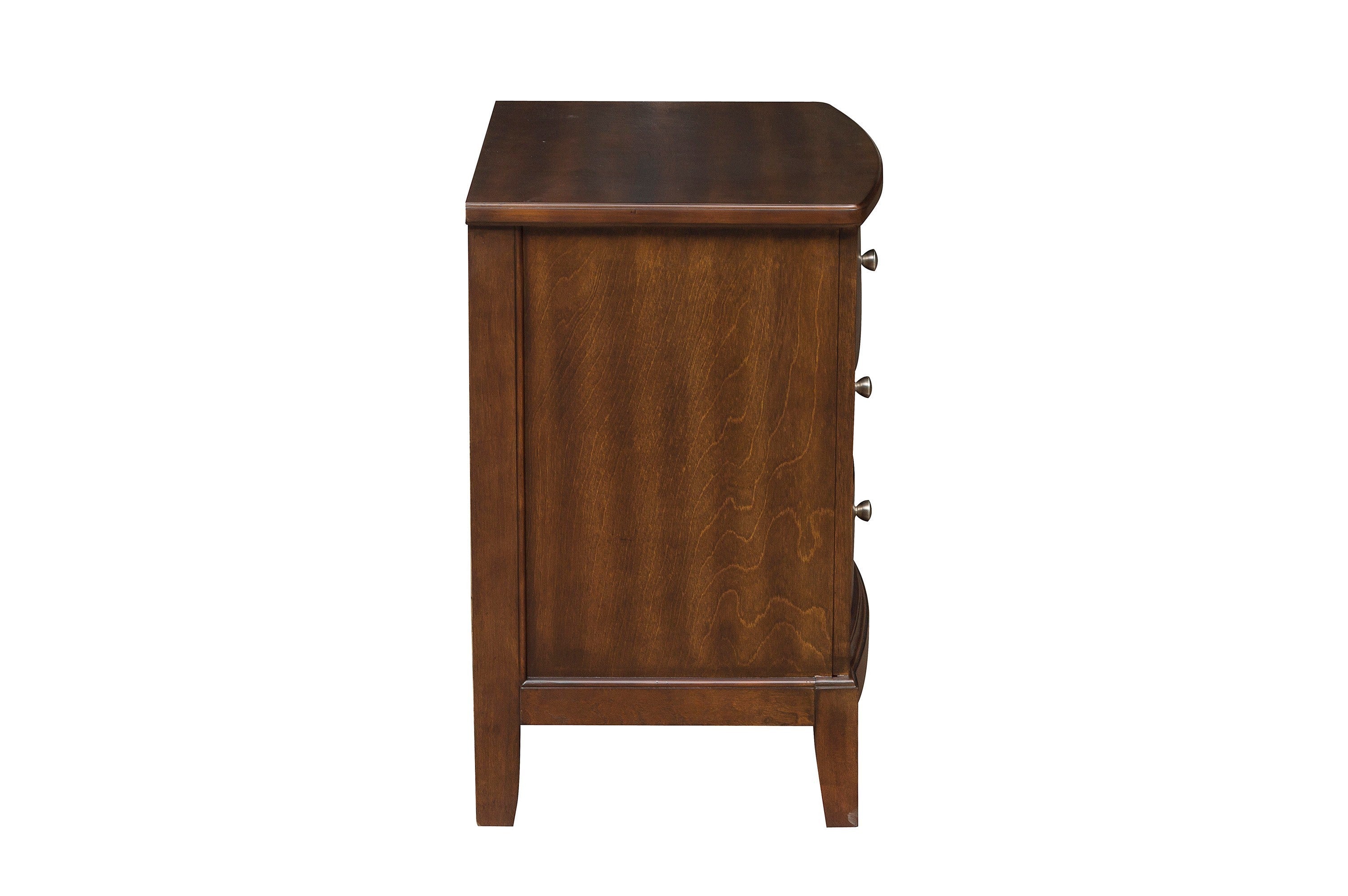 Dark Cherry Finish 1pc Nightstand of 3x Drawers Satin Nickel Tone Knobs Transitional Style Bedroom Furniture