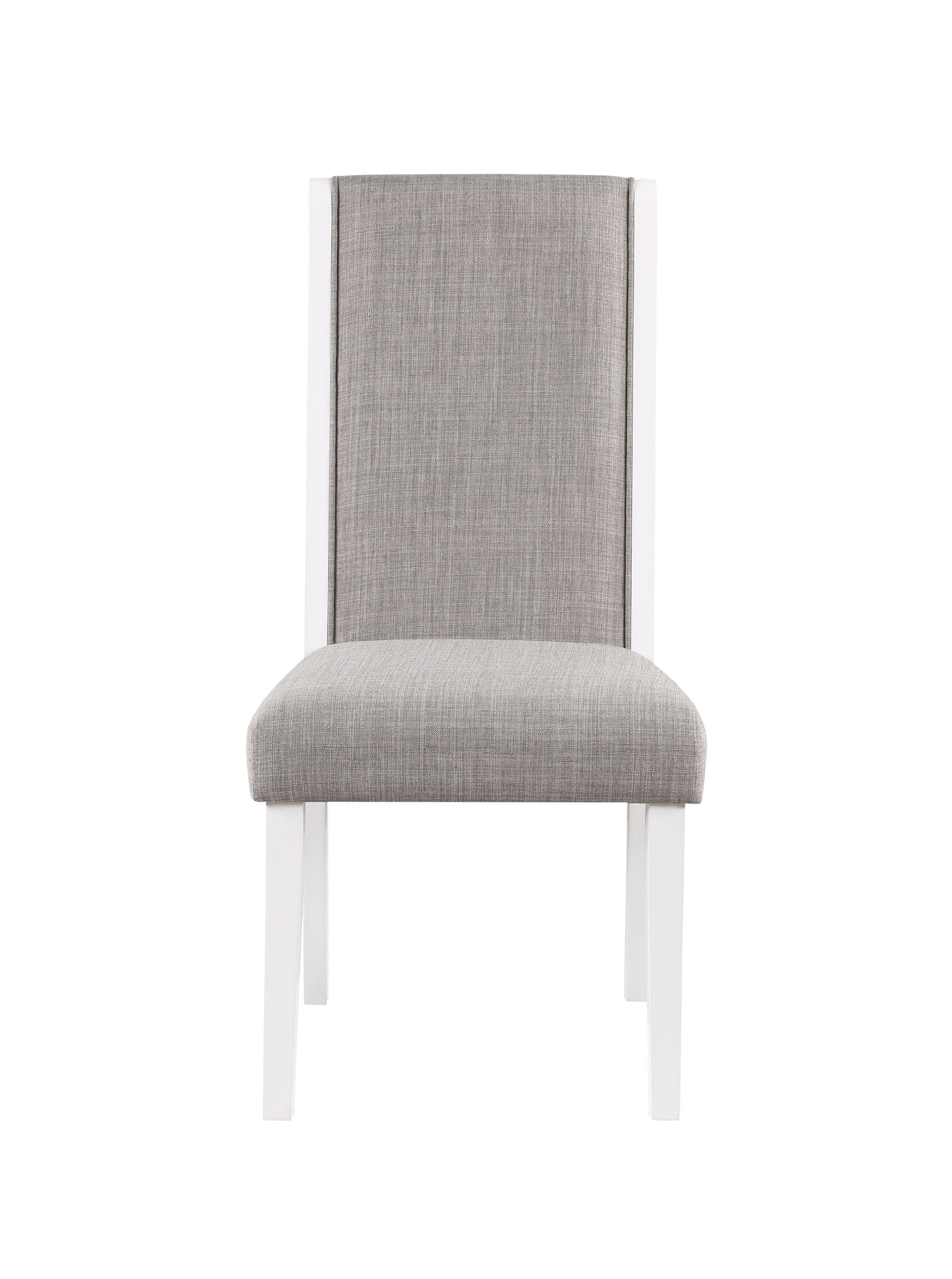 ACME Hollyn Side Chair (Set-2), Gray Linen & White Finish DN02160