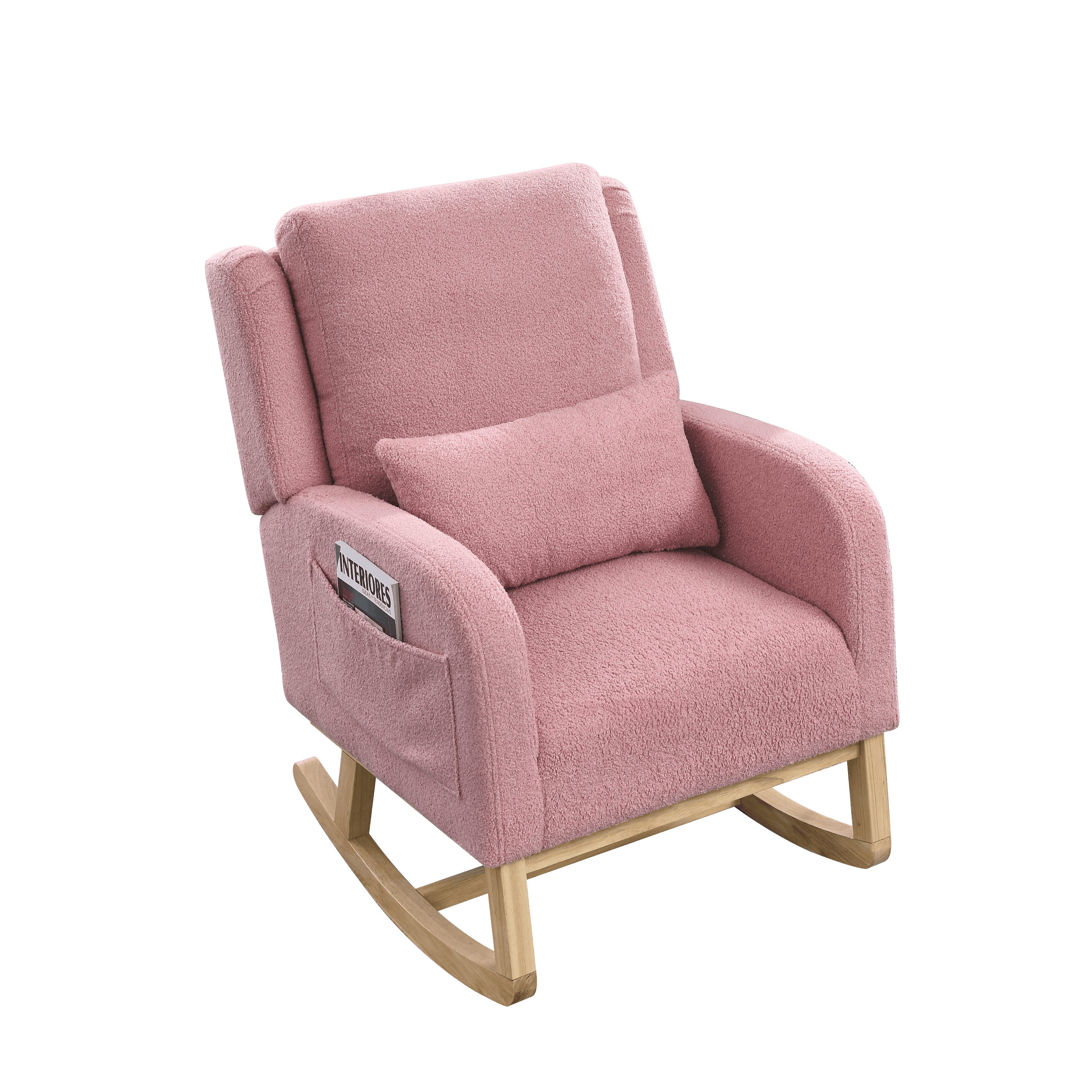 [Video] Welike 27.5 "W Modern Accent High Back Living Room Casual Armchair Rocker with One Lumbar Pillow, Two Side Pockets,Teddy.