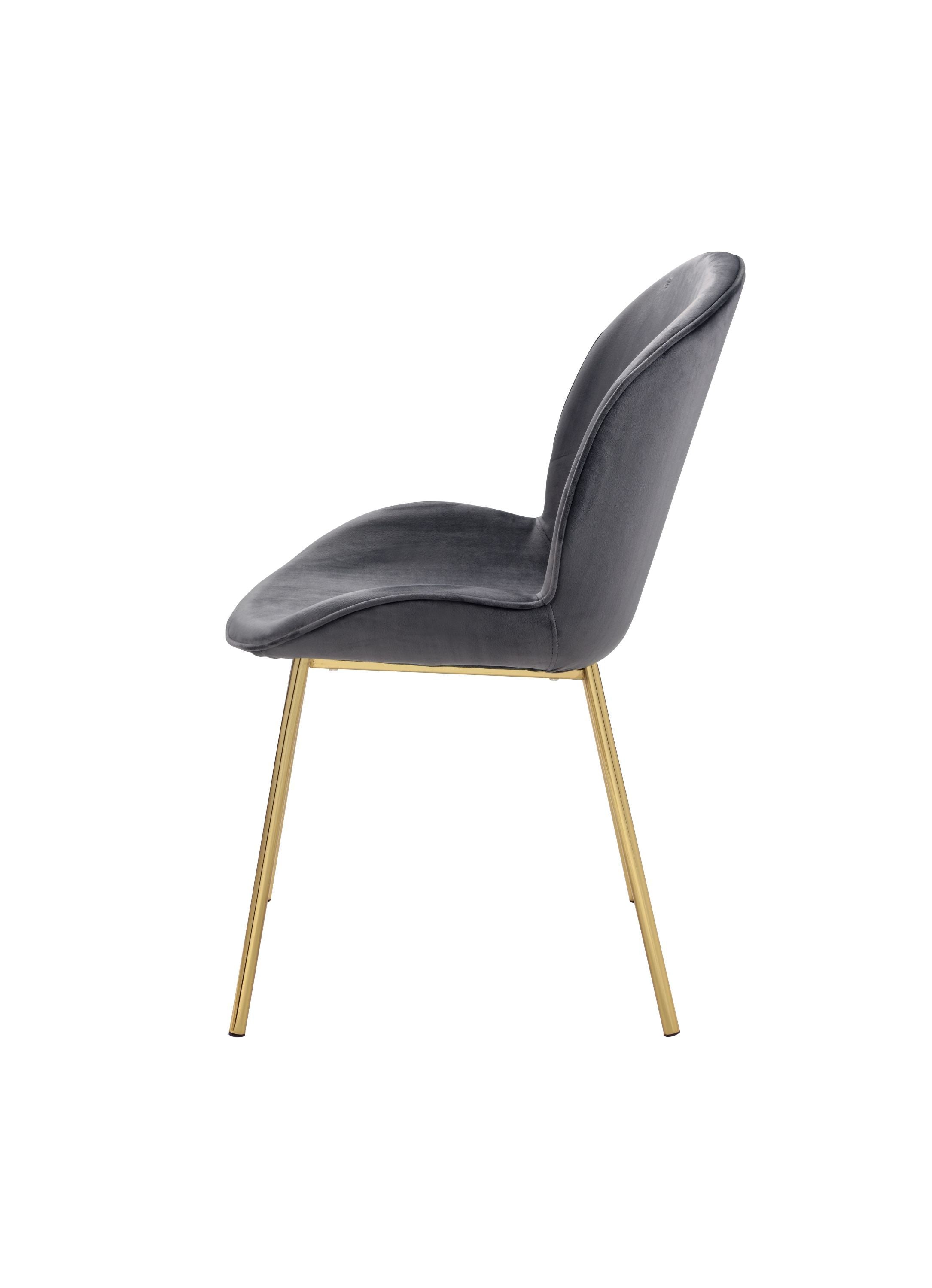 ACME Chuchip Side Chair (Set-2) in Gray Velvet & Gold 72948