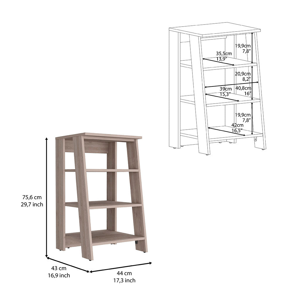 Linen Cabinet Jenne, Four Open Shelves, Light Gray Finish