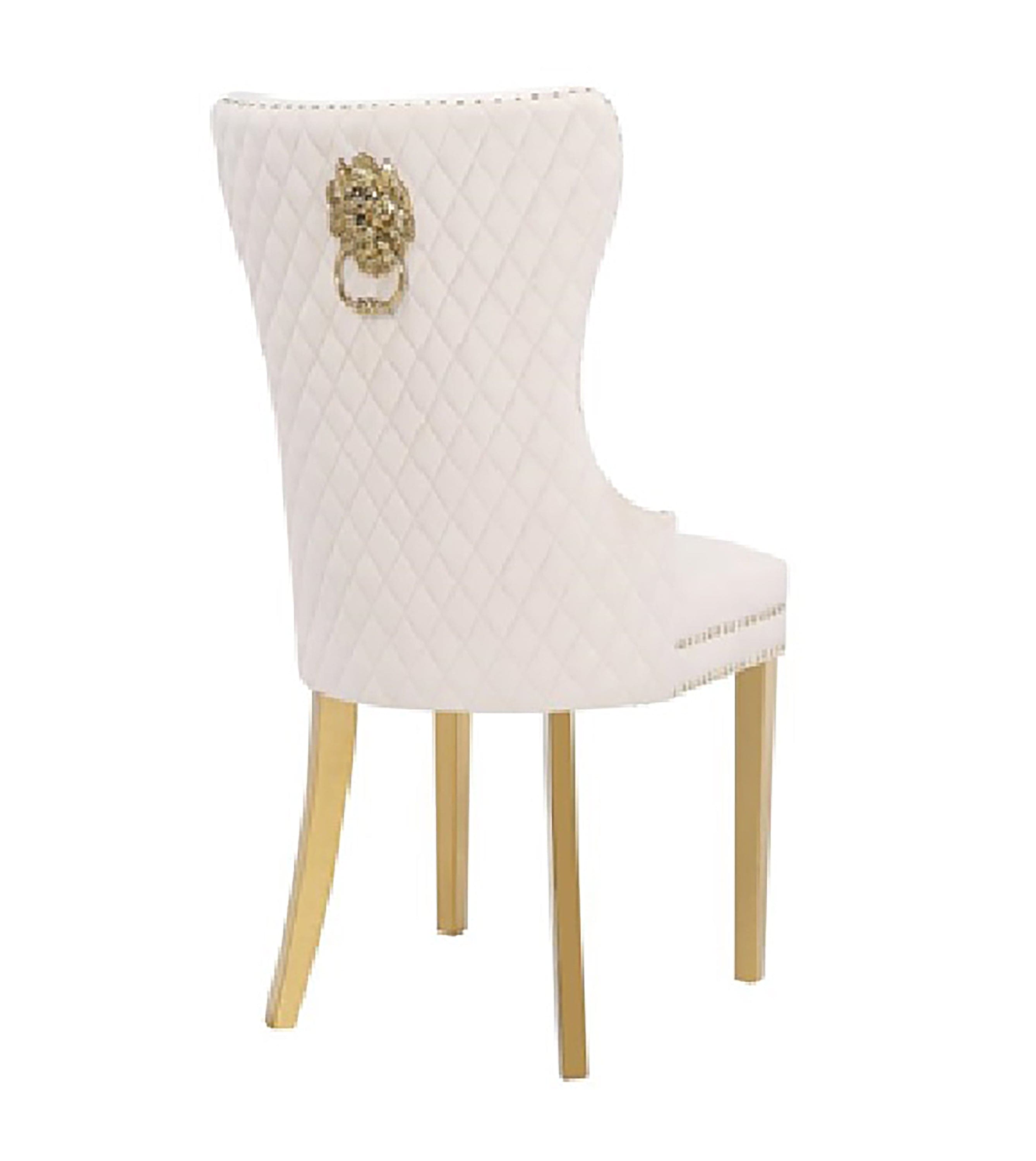 Simba Gold 2 Piece Dinning Chair Finish with Velvet Fabric in Beige