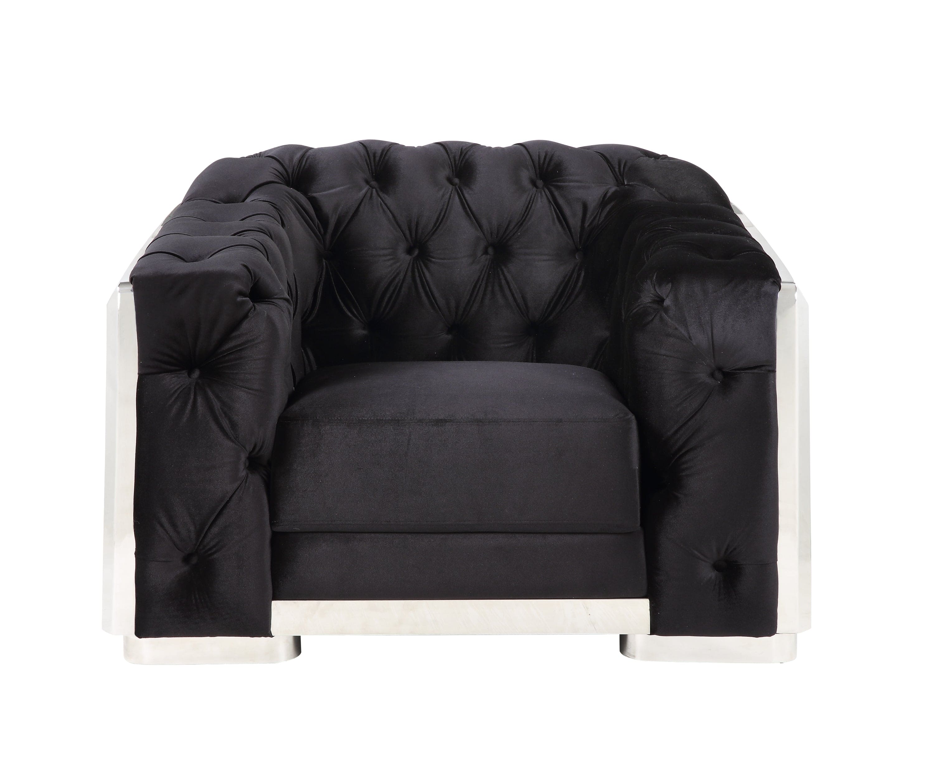 ACME Pyroden Chair in Black Velvet & Chrome Finish LV00298