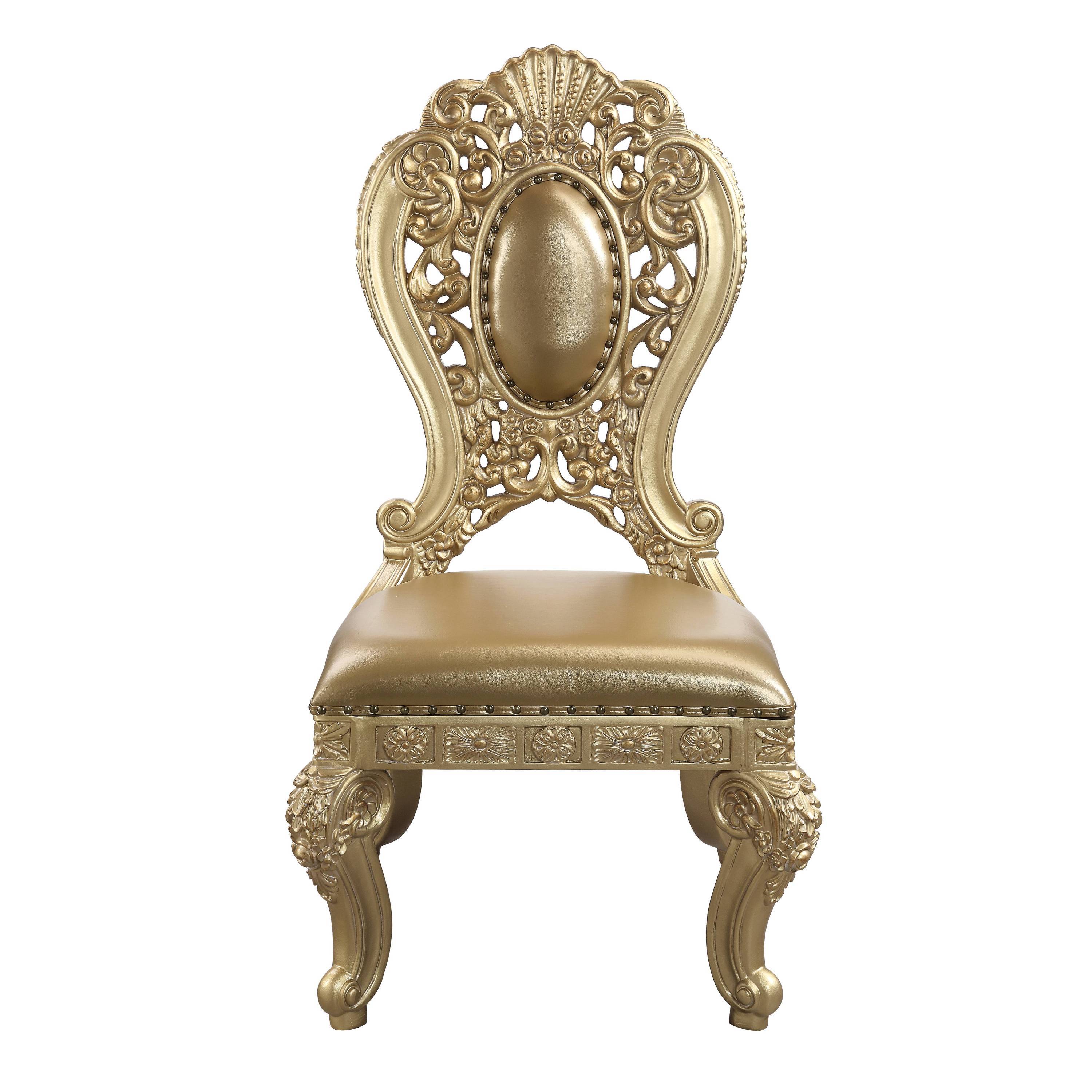 ACME Seville Side Chair (1Pc/1Ctn), Tan PU & Gold Finish DN00458