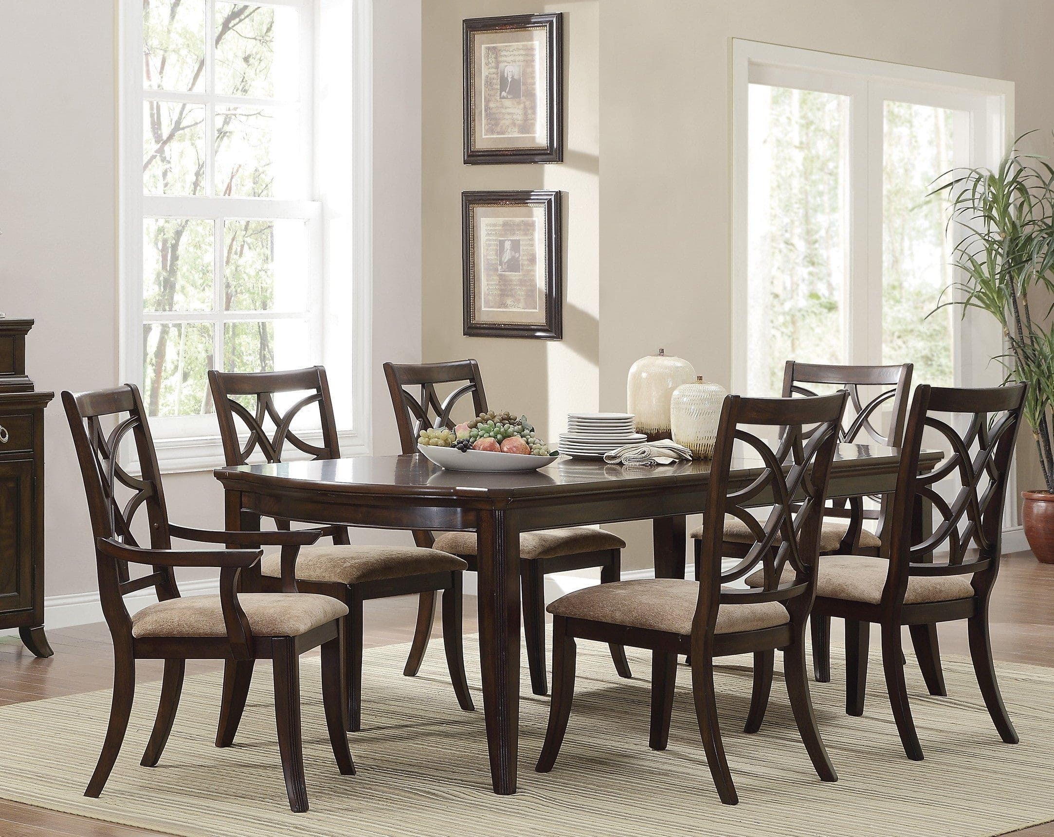 Cherry Finish Formal Dining Table 1pc Lovely Veneer Pattern 2x Extension Leaf Contemporary Dining Furniture