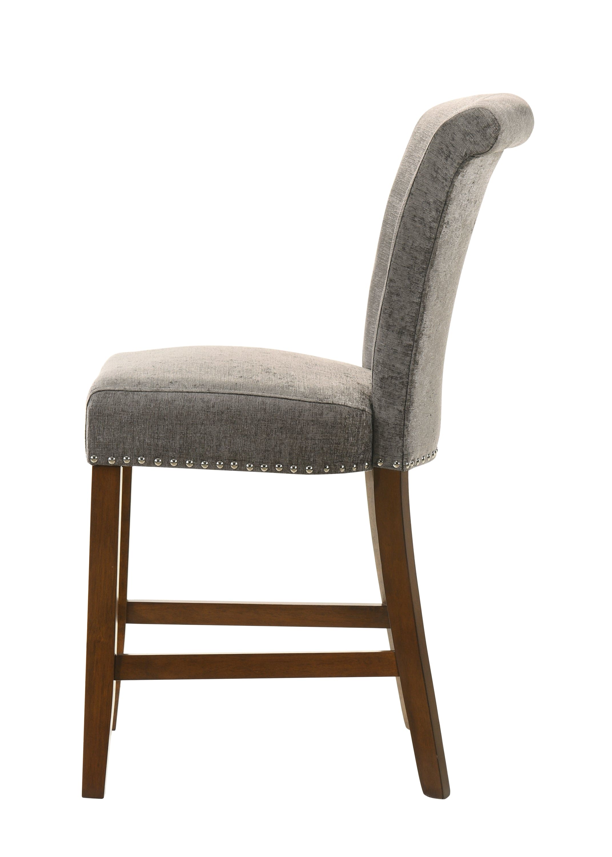 Auggie Gray Fabric Counter Height Chair with Nailhead Trim