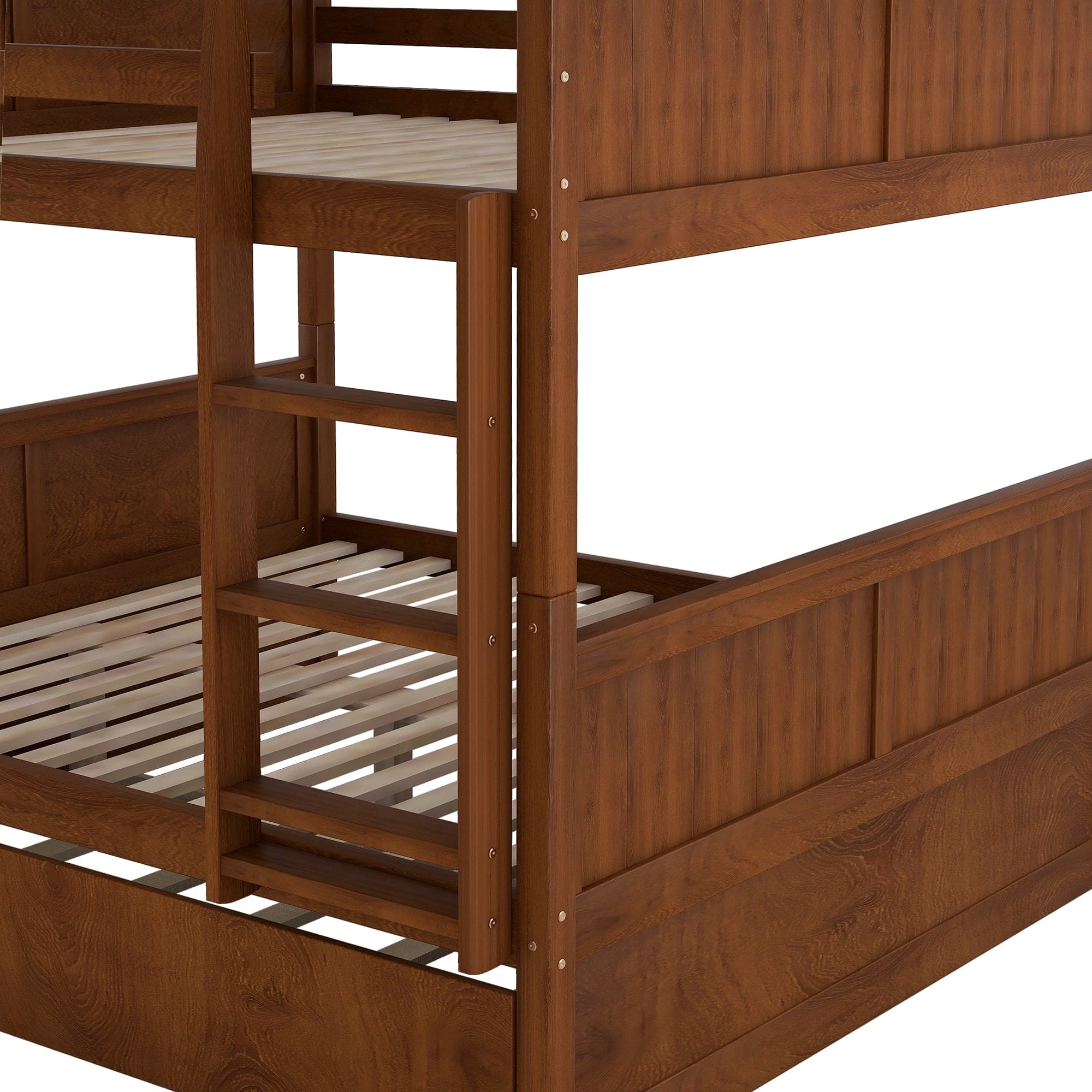 Full Over Full Bunk Bed with Twin Size Trundle, Walnut (old sku: LP000250AAL)