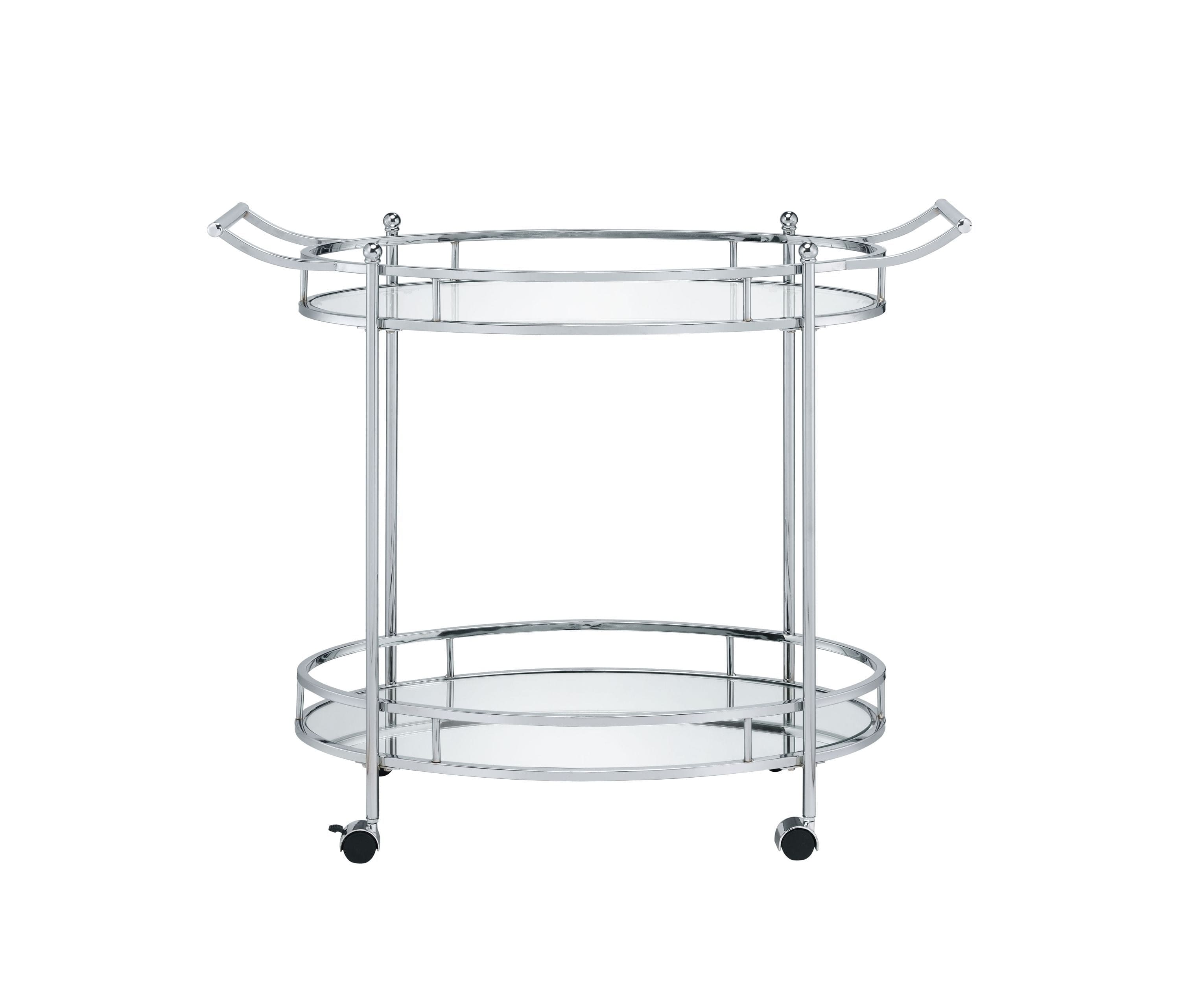 ACME Jinx Serving Cart, Clear Glass & Chrome Finish 98216