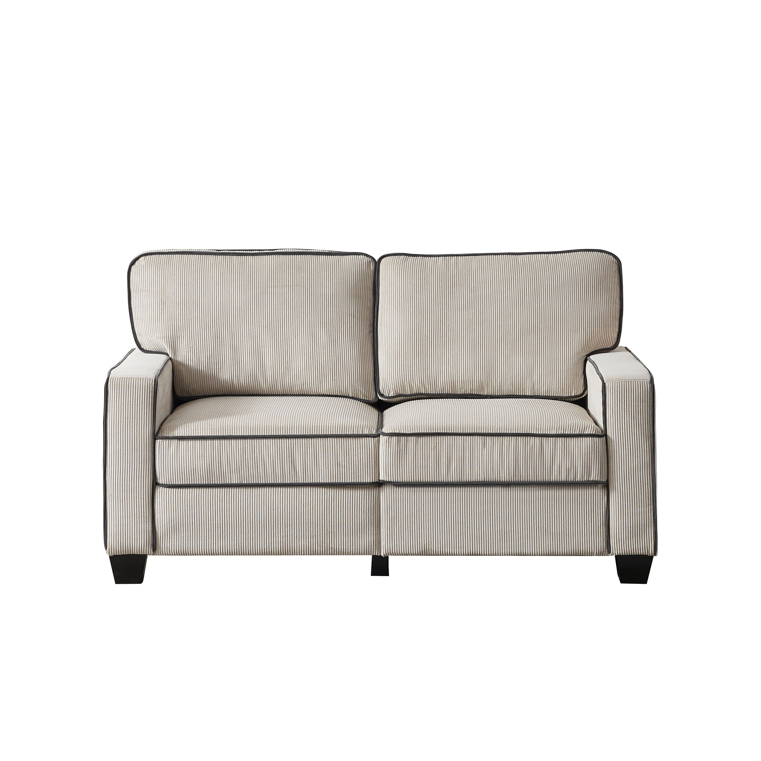 Living Room Sofa Loveseat with Storage Beige Corduroy